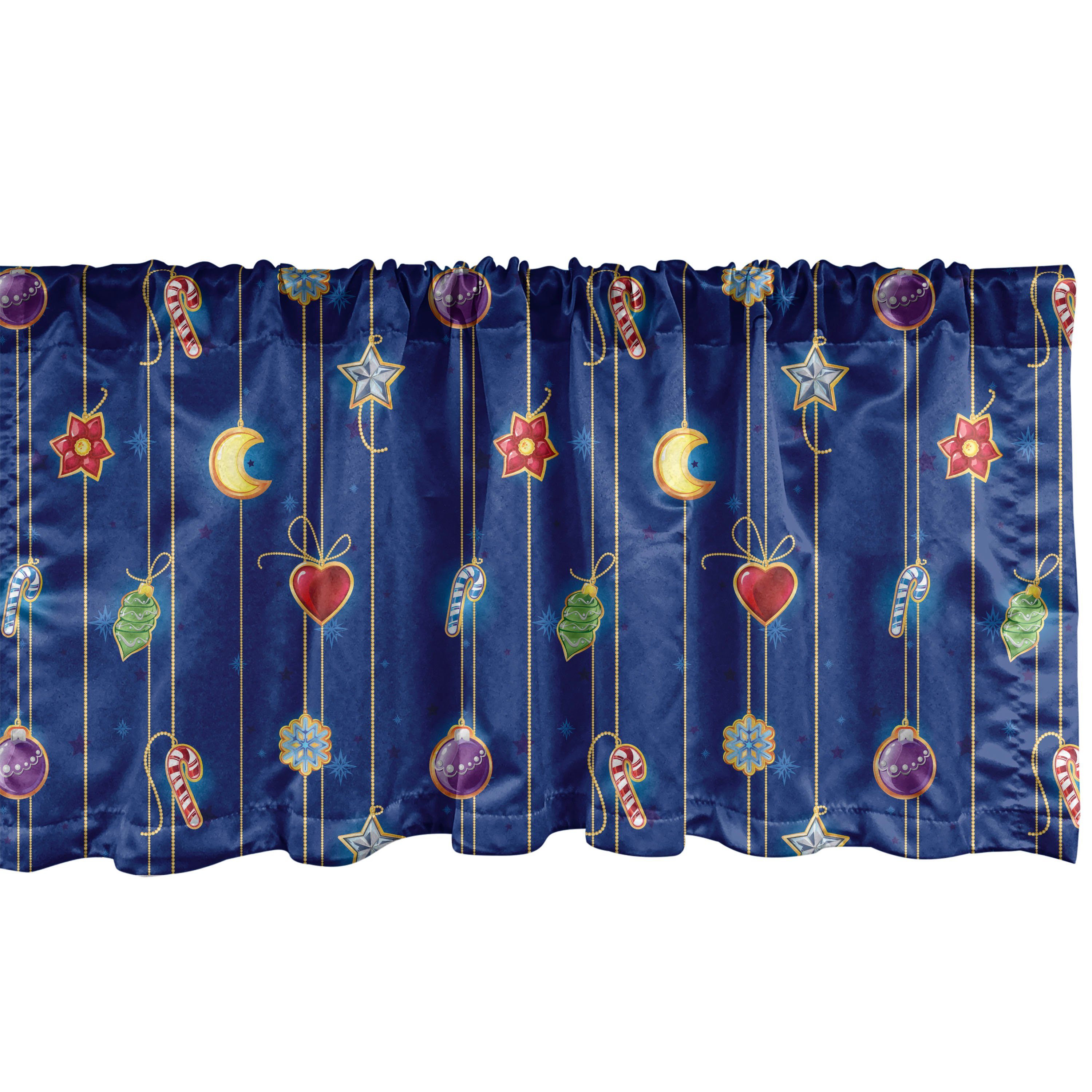 Scheibengardine Vorhang Volant für Küche Schlafzimmer Dekor mit Stangentasche, Abakuhaus, Microfaser, Weihnachten Weihnachten Objekte Kunst