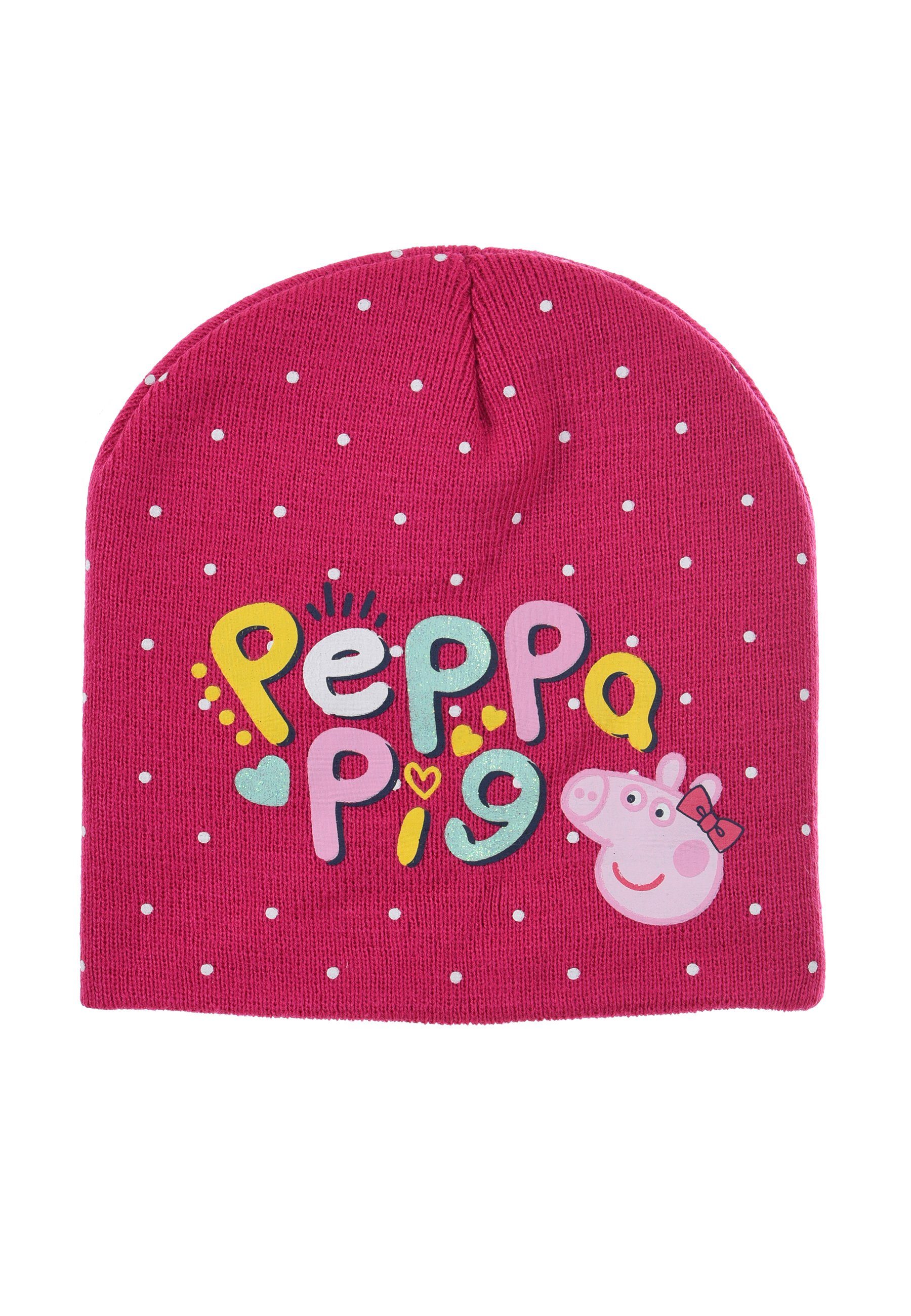 Peppa Pig Wutz Winter-Mütze Peppa Mädchen Beanie Pink Kinder