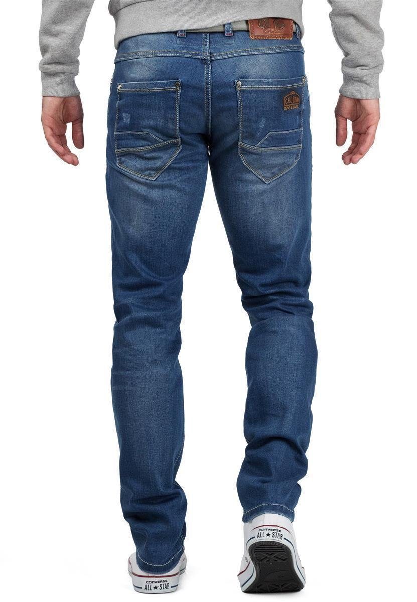 Cipo & Baxx 5-Pocket-Jeans Hose BA-CD386 Stonewashed Effekt Logo mit Verzierung