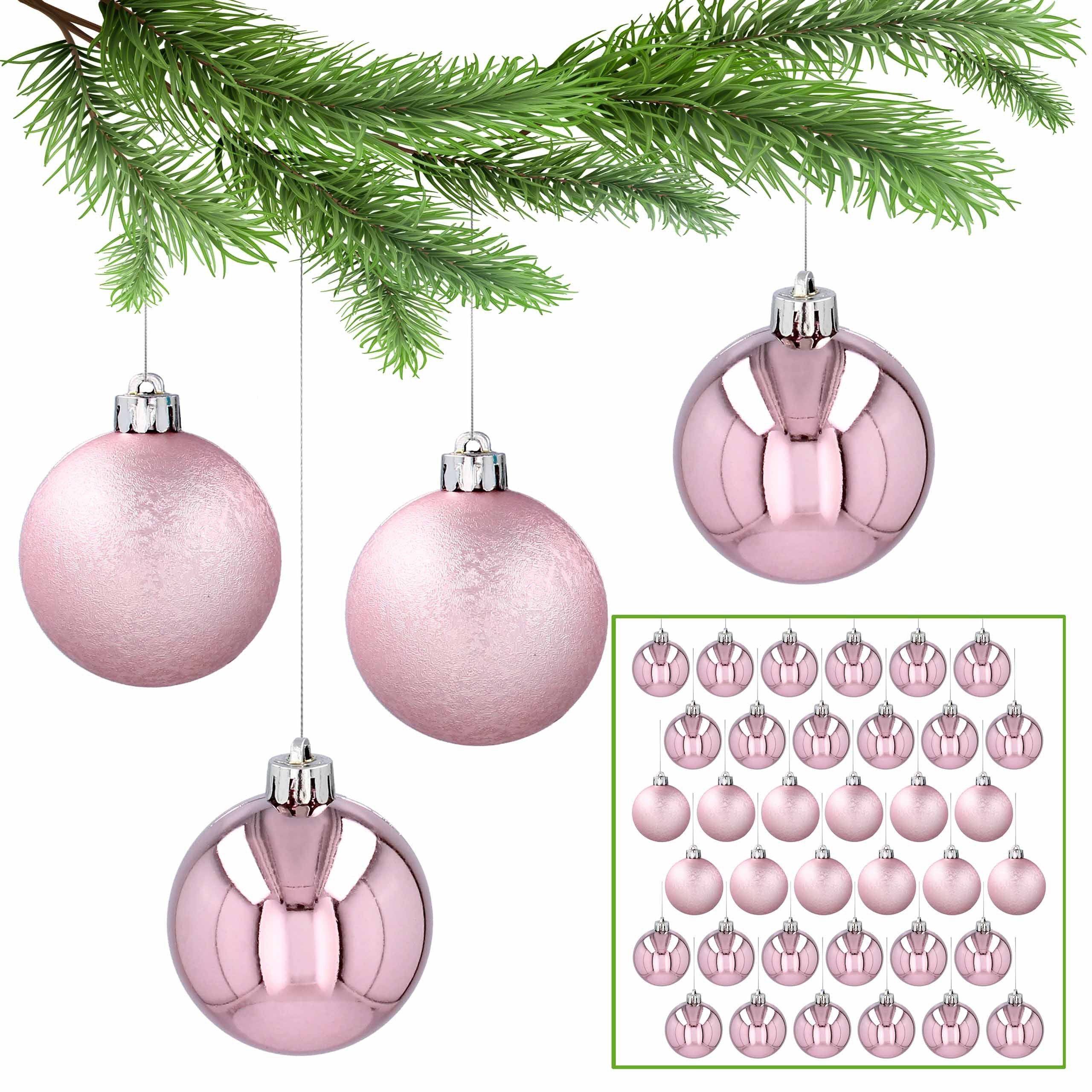 Sarcia.eu Weihnachtsbaumkugel Rosa Christbaumkugeln, Kugelset aus Kunststoff 5cm, 36 Stück 1 Pack | Weihnachtskugeln