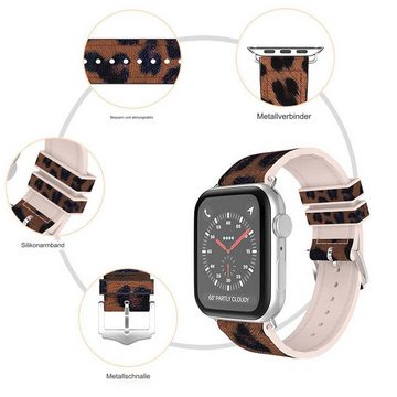 FIDDY Smartwatch-Armband Geeignet für Apple Watch 42MM/44MM/45mm Silikonarmband, Bedrucktes Silikonarmband, passend für iWatch-Armband
