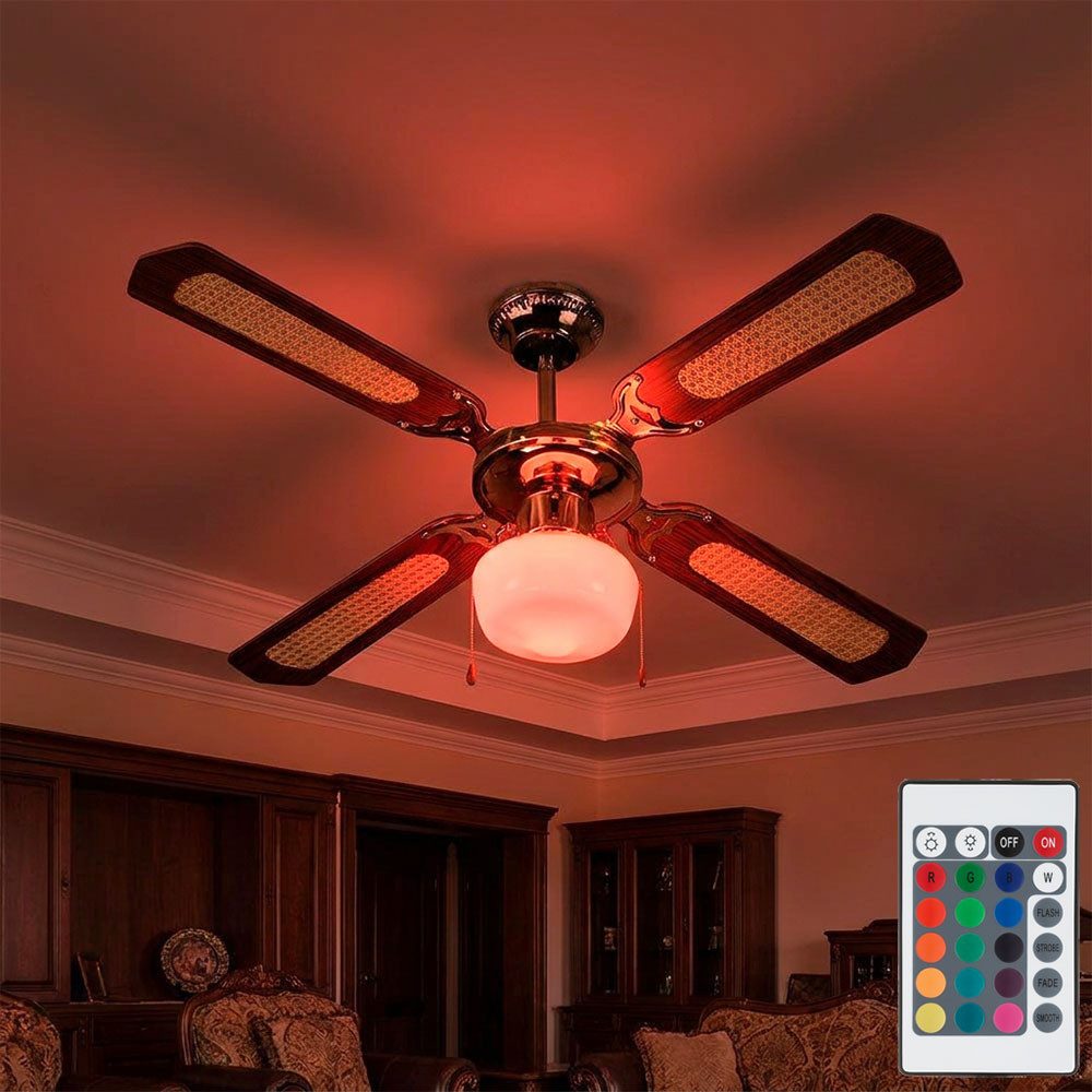V-TAC Deckenventilator, Deckenventilator mit Zugschalter Ventilatorleuchte