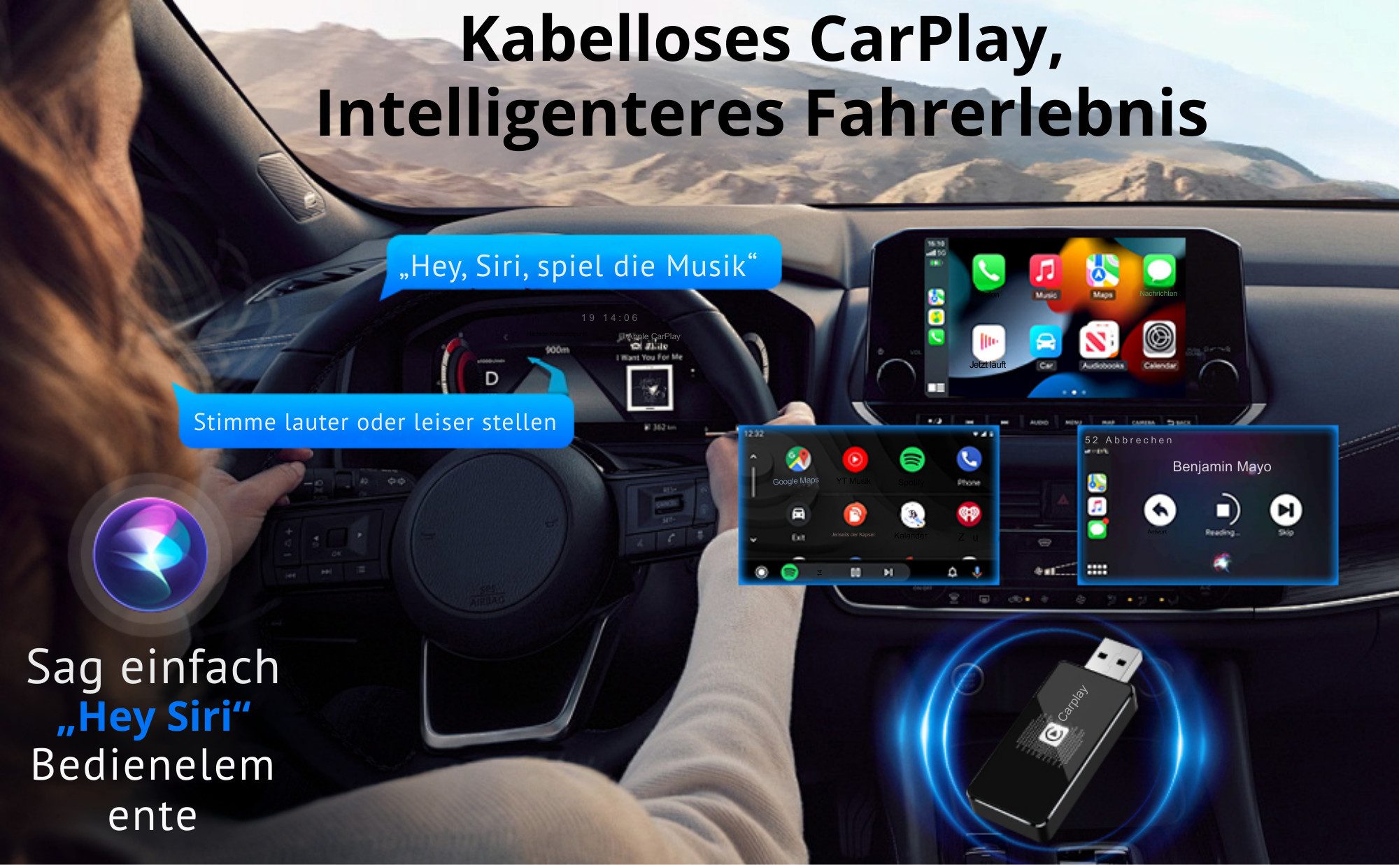 Vivitar CarPlay Wireless Adapte für iPhone – 2025 Neueste Version USB-Adapter 3,5-mm-Klinke zu USB Typ A, Wireless USB Carplay Stick Plug & Play für iOS 10+ Sch – Bild 4 von 5