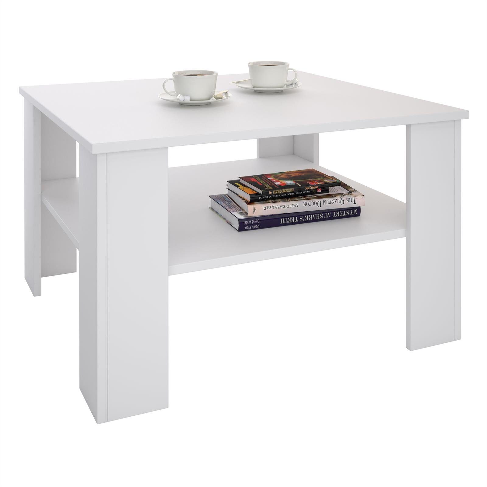 CARO-Möbel Couchtisch FELICE, x Beistell Wohnzimmer mit Sofa Couchtisch Stauraum weiß 68 68 cm weiss