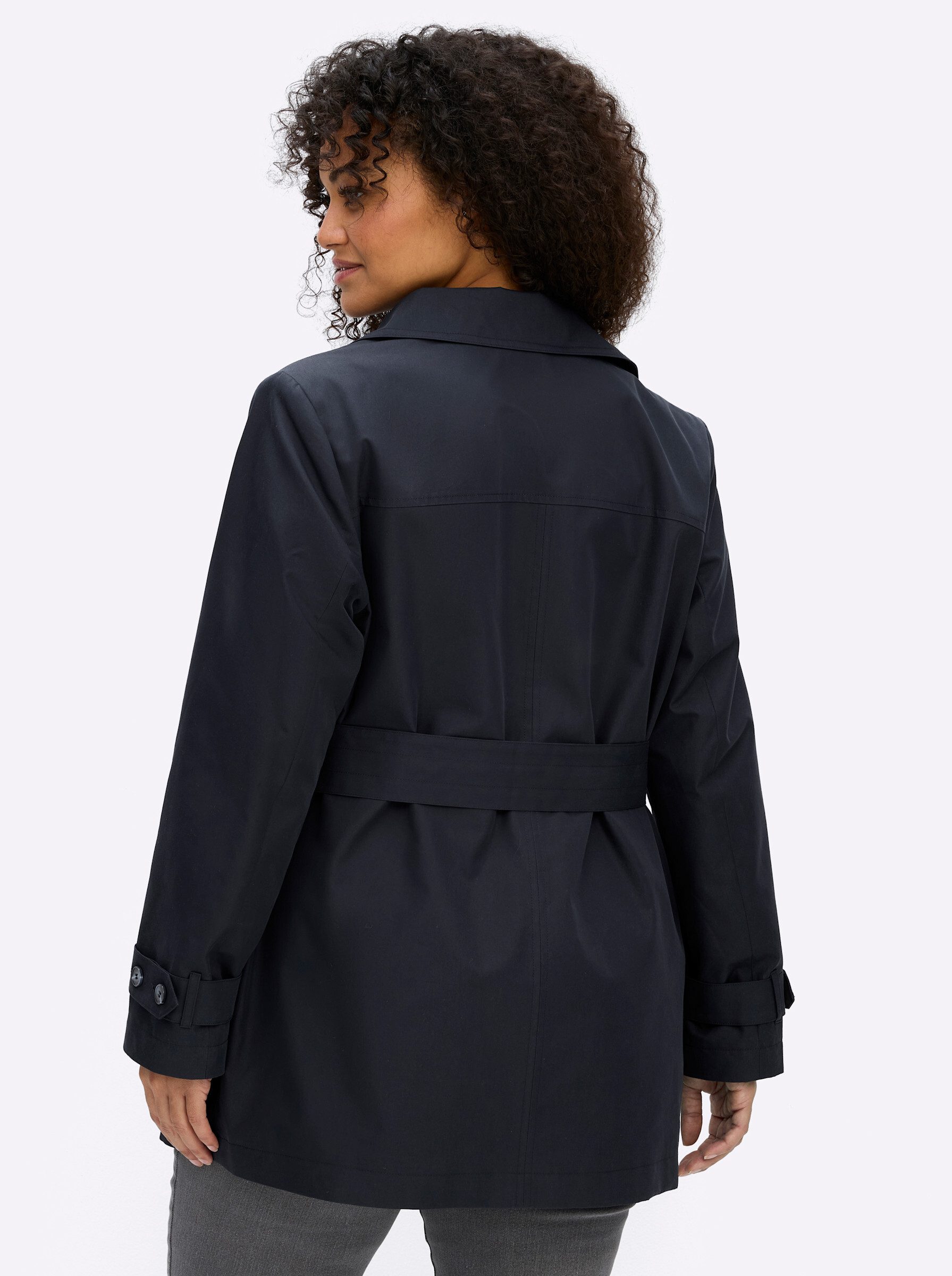Sheego Allwetterjacke Trenchcoat Langarm mit Gürtel, wasserabweisende Quali günstig online kaufen