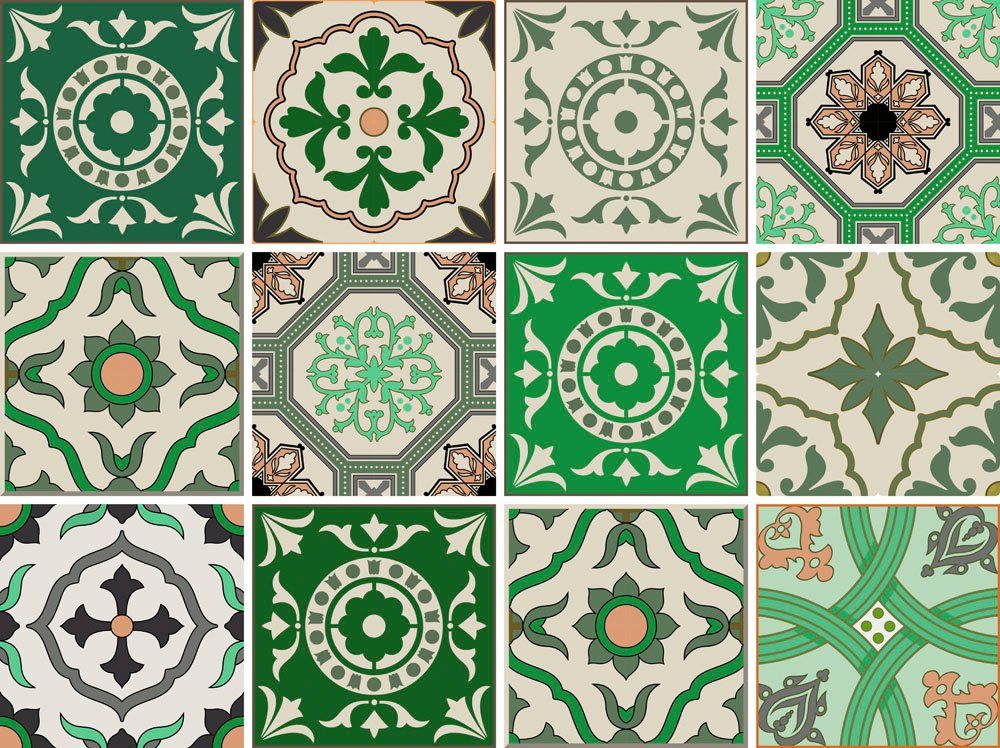 Home affaire Fliesenaufkleber Ornamente, Stickerfliesen, selbstklebend, Sticker, 12er Set