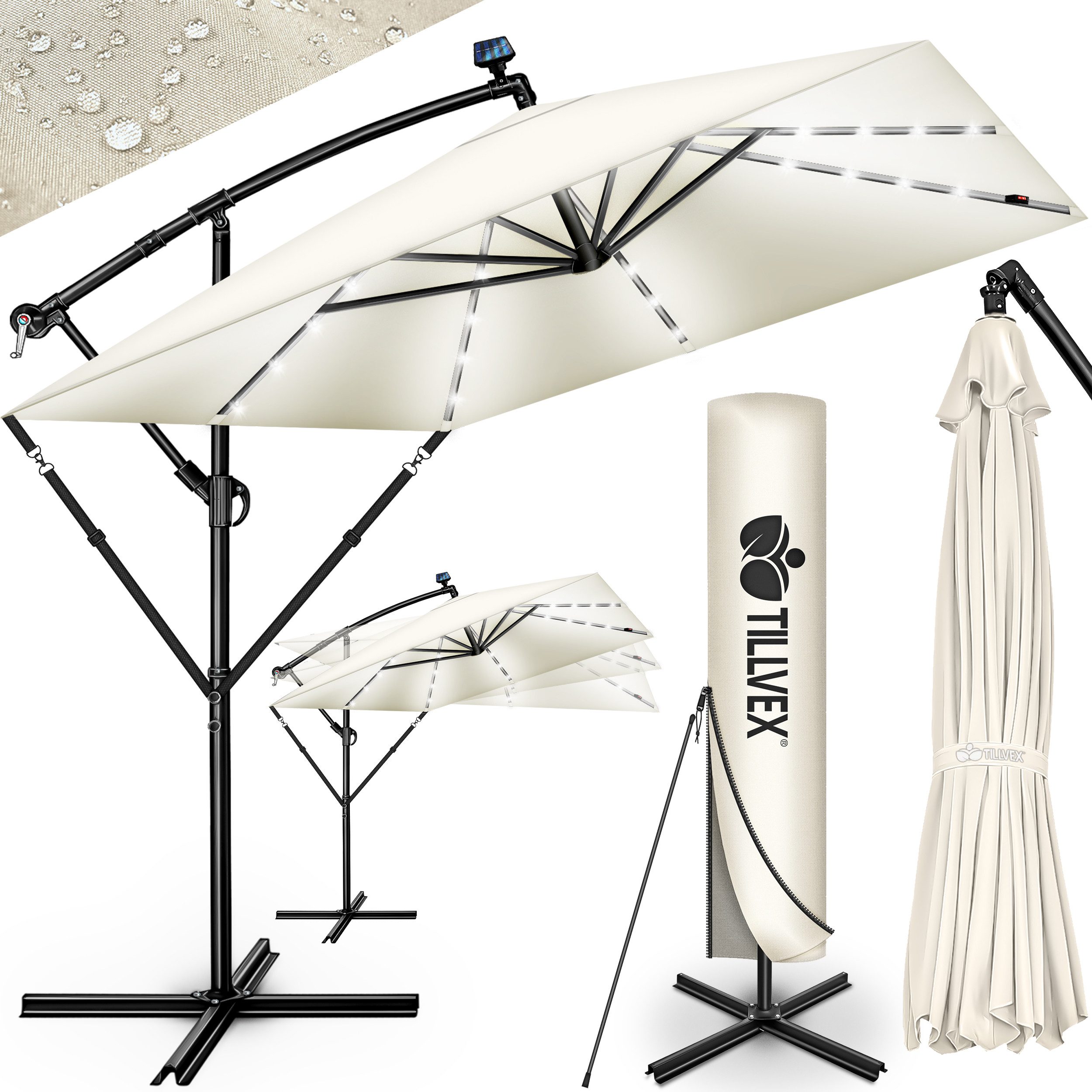 tillvex Sonnenschirm tillvex® Sonnenschirm LED Solar günstig online kaufen