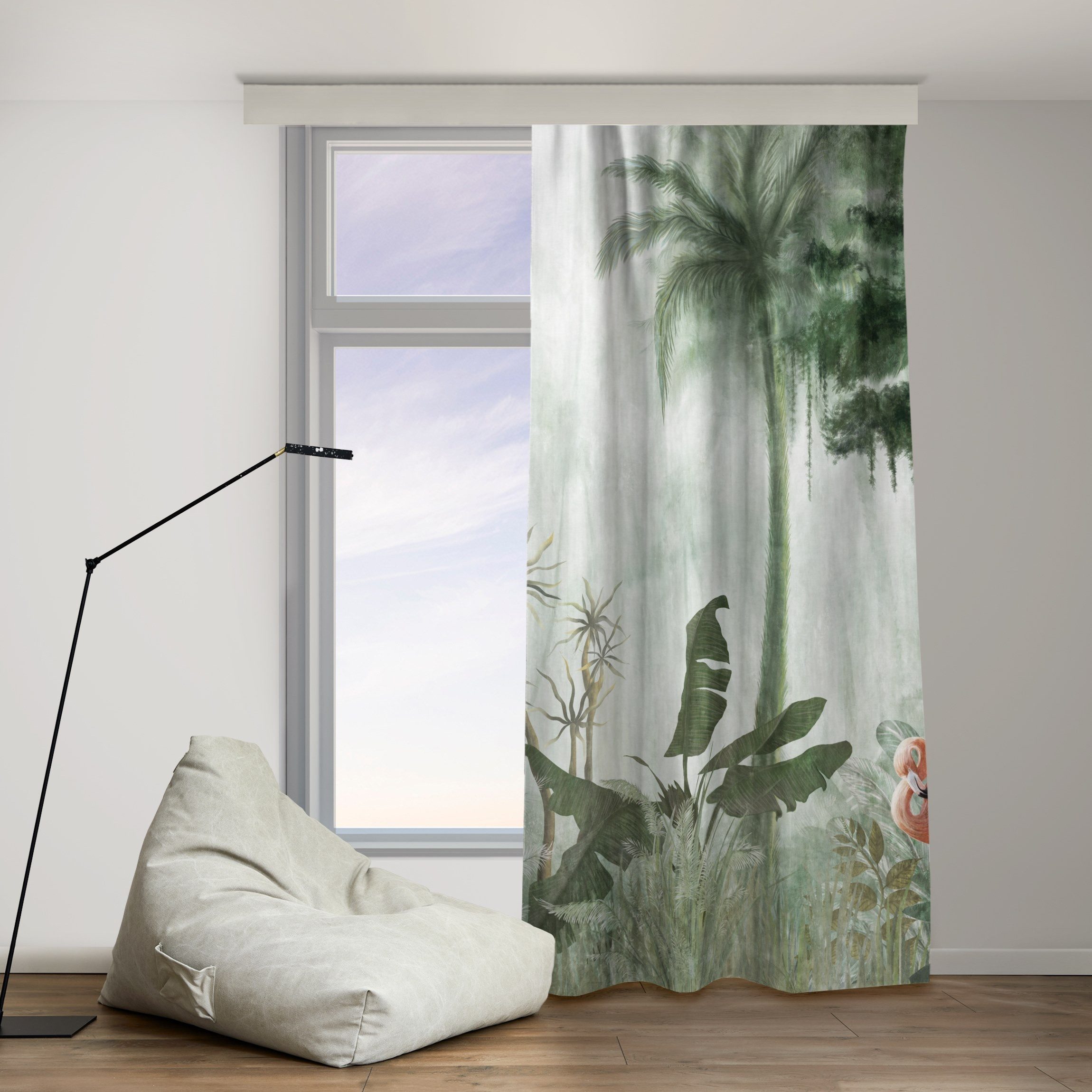 Bilderdepot24 Vorhang Gardine Natur Tropisch Modern Flamingos Dschungel Tür günstig online kaufen