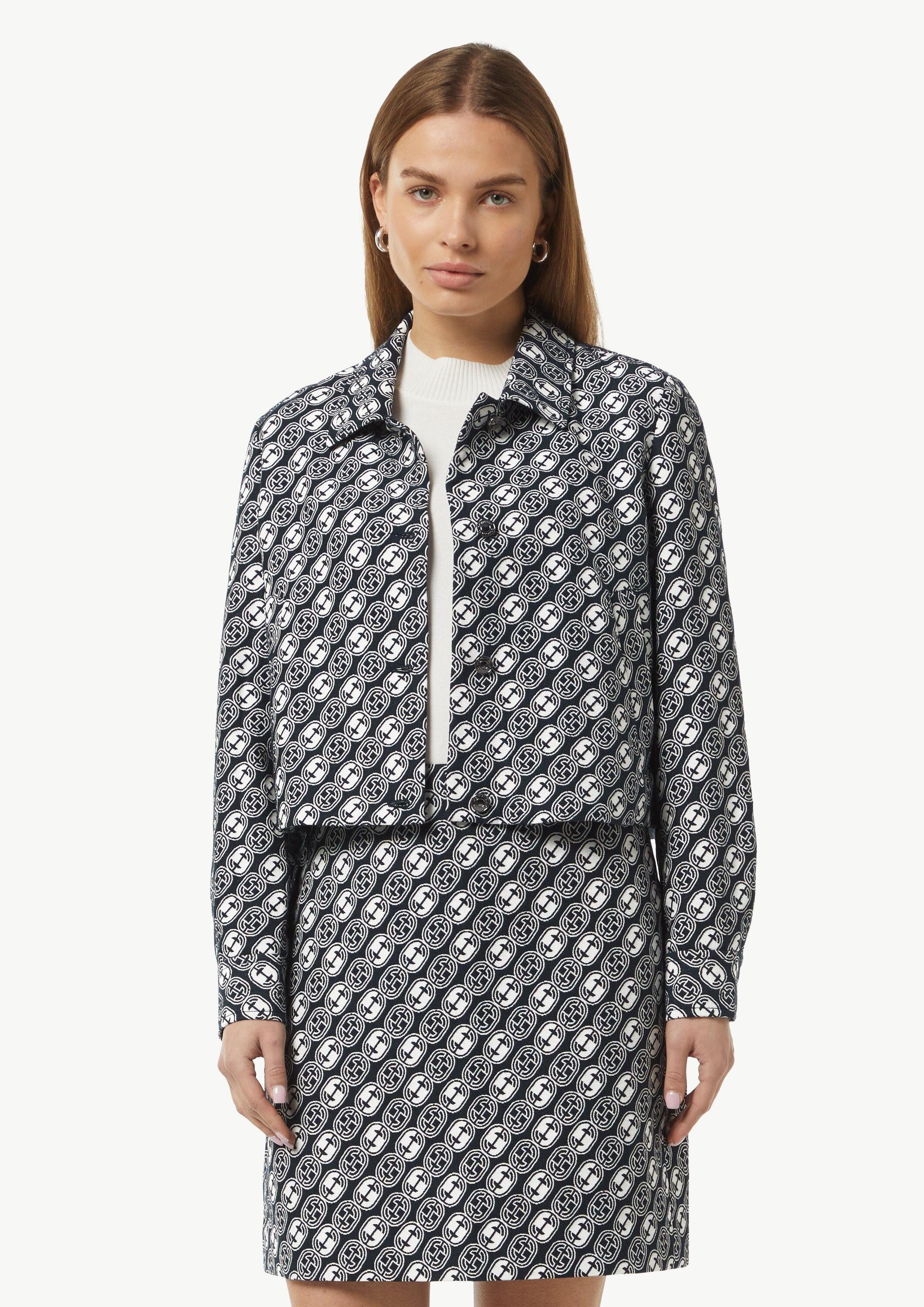 comma Jackenblazer Indoor-Jacke Kurze Jacquard-Jacke mit Icon-Muster