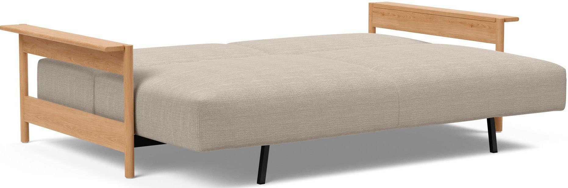 INNOVATION LIVING ™ Schlafsofa MALLOY 3-Sitzer mit Funktion, bequem & hochwertige Verarbeitung, Hohe Rückenlehne, stabile Armlehnen aus Eichenholz, B:230
