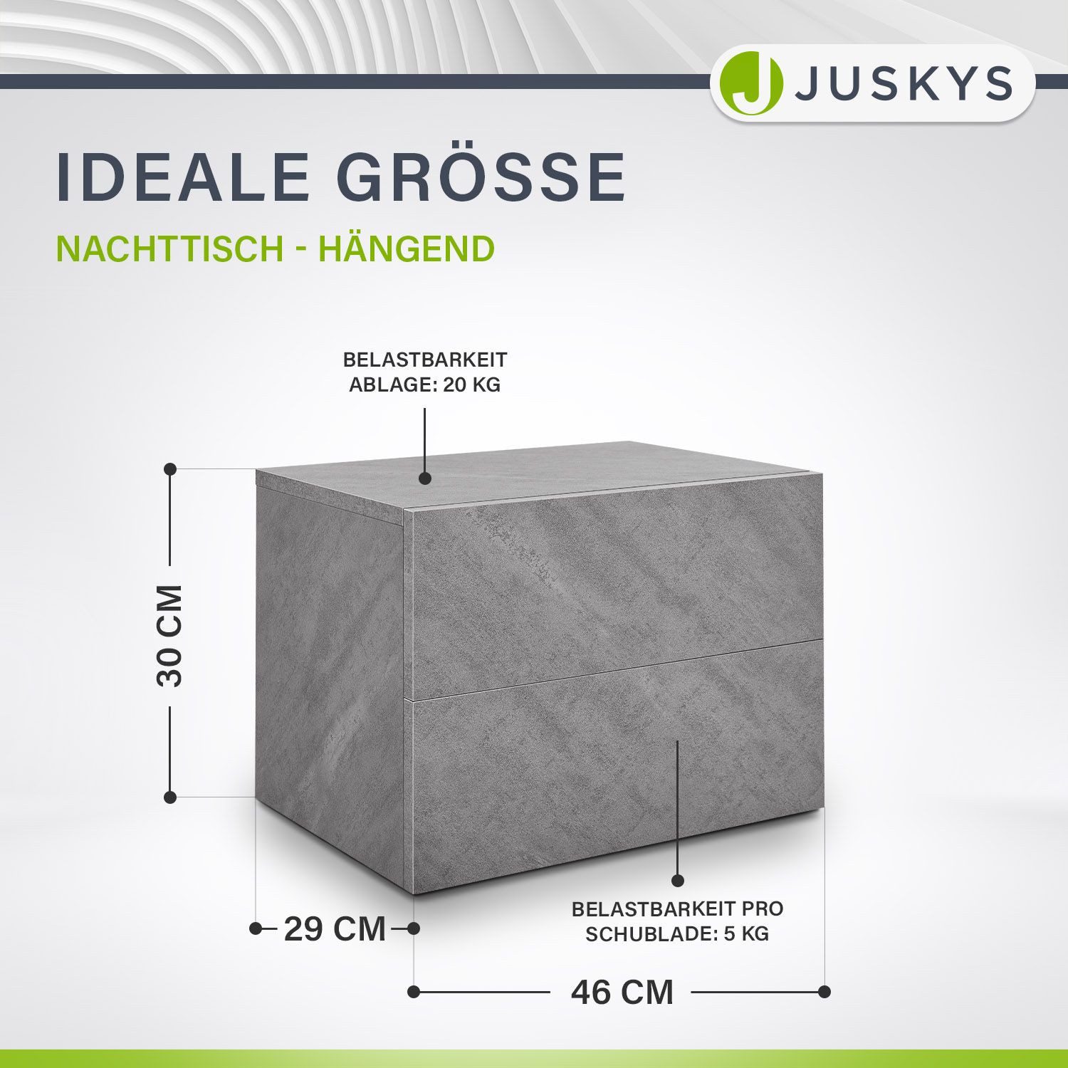 Juskys Nachttisch, 2 Schubladen, Wandmontage, inkl. Befestigungsmaterial günstig online kaufen