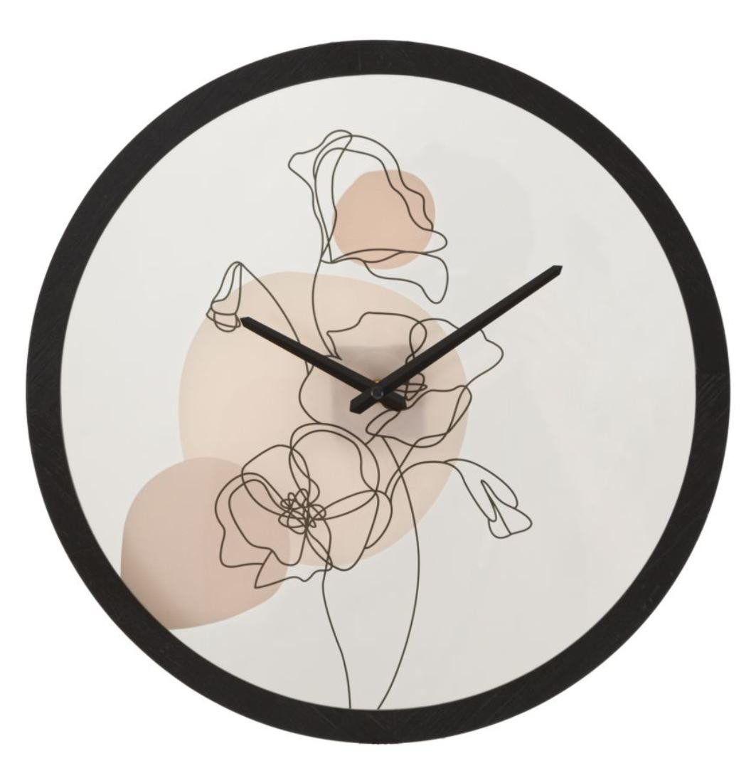Natur24 Wanduhr Uhr Orologio 40 x 40 x 3.5 cm Metall Glas Schwarz Mehrfarbig