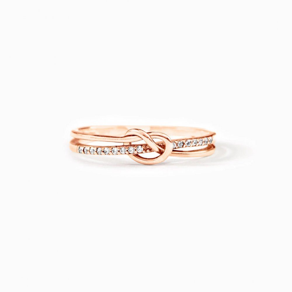 Invanter Fingerring 925 Sterling Silber Ringe Liebesknoten Ring (1-tlg), Roségold für ink Geschenkbox Damen