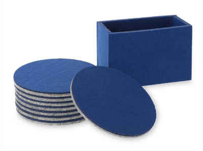 Lantelme Getränkeuntersetzer 8 Stück Untersetzer mit Box, 9-tlg., Filz, blau, 10cm