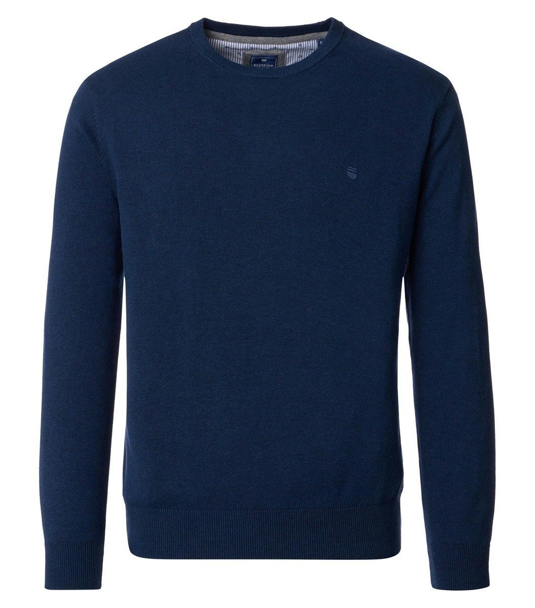 Rundhalspullover REDMOND Casual Herren Pullover Langarm Rundhals Dunkelblau