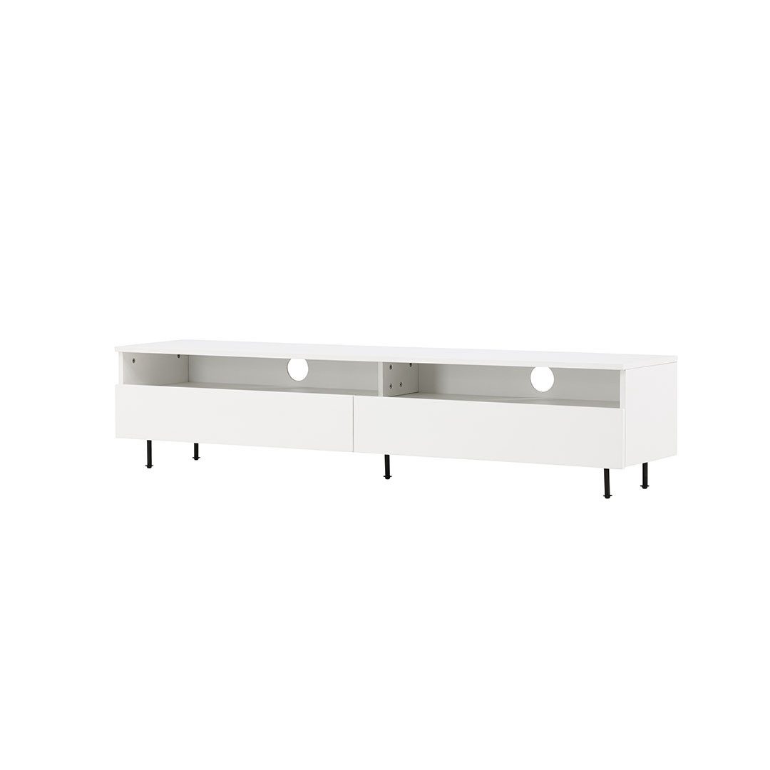 Venture Home TV-Bank Navarra TV Tisch 2 Schubladen, 2 Regale weiß.