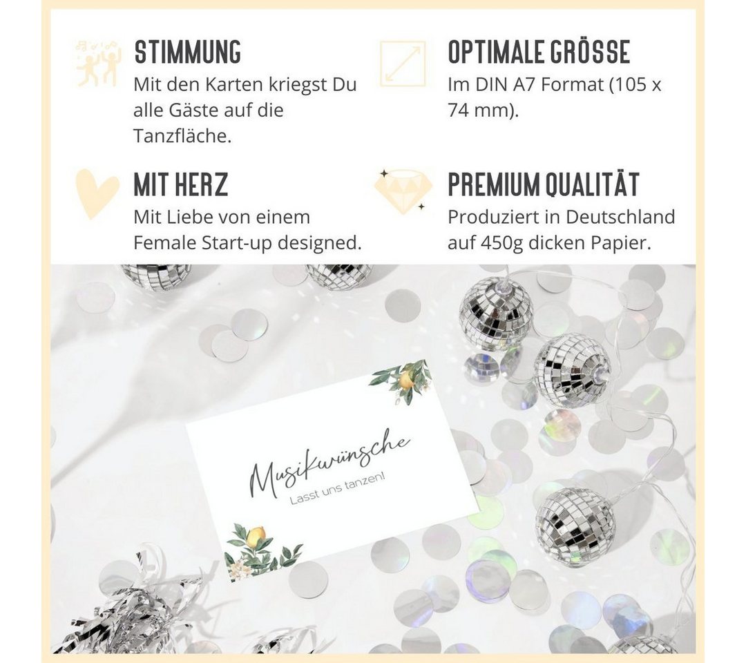 Thumbnail - Things of Happiness Grußkarten 25 Musikwunschkarten Hochzeit Party Feier Geburtstag Fest, Musikkarten, Musikwünsche, Par...