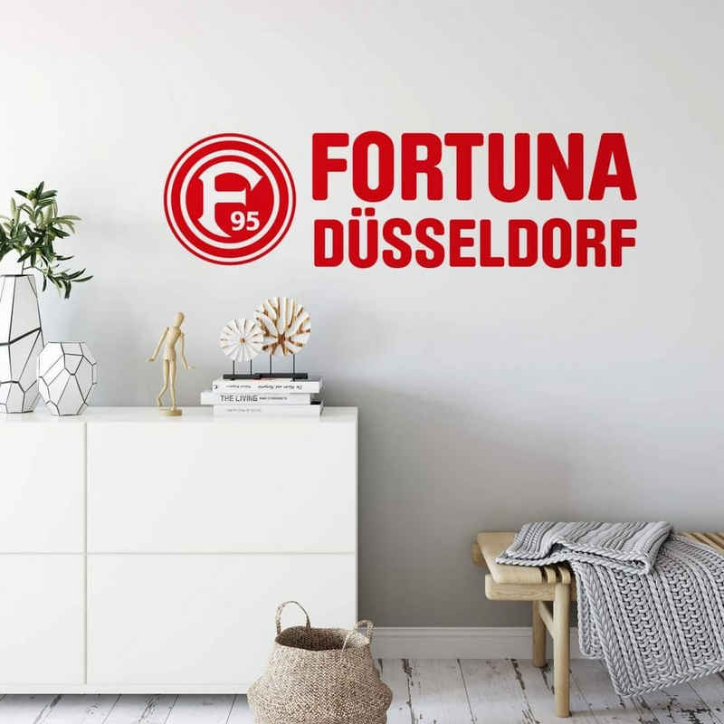 Fortuna Düsseldorf Wandtattoo Fußball Wandtattoo Fortuna Düsseldorf Schriftzug Logo F95 Emblem Fanartikel, Wandbild selbstklebend, entfernbar