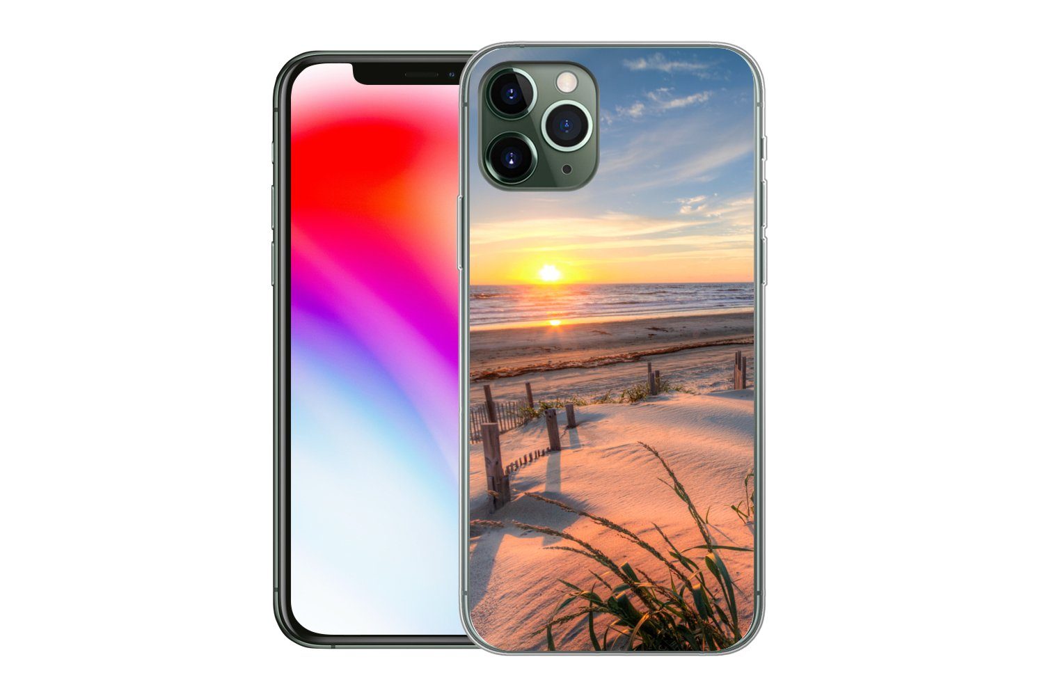 MuchoWow Handyhülle für Apple iPhone 11 Pro Strand - Meer - Düne - Sonnenuntergang - Lands, Smartphone-Bumper, Print, Handy Schutzhülle Dünn
