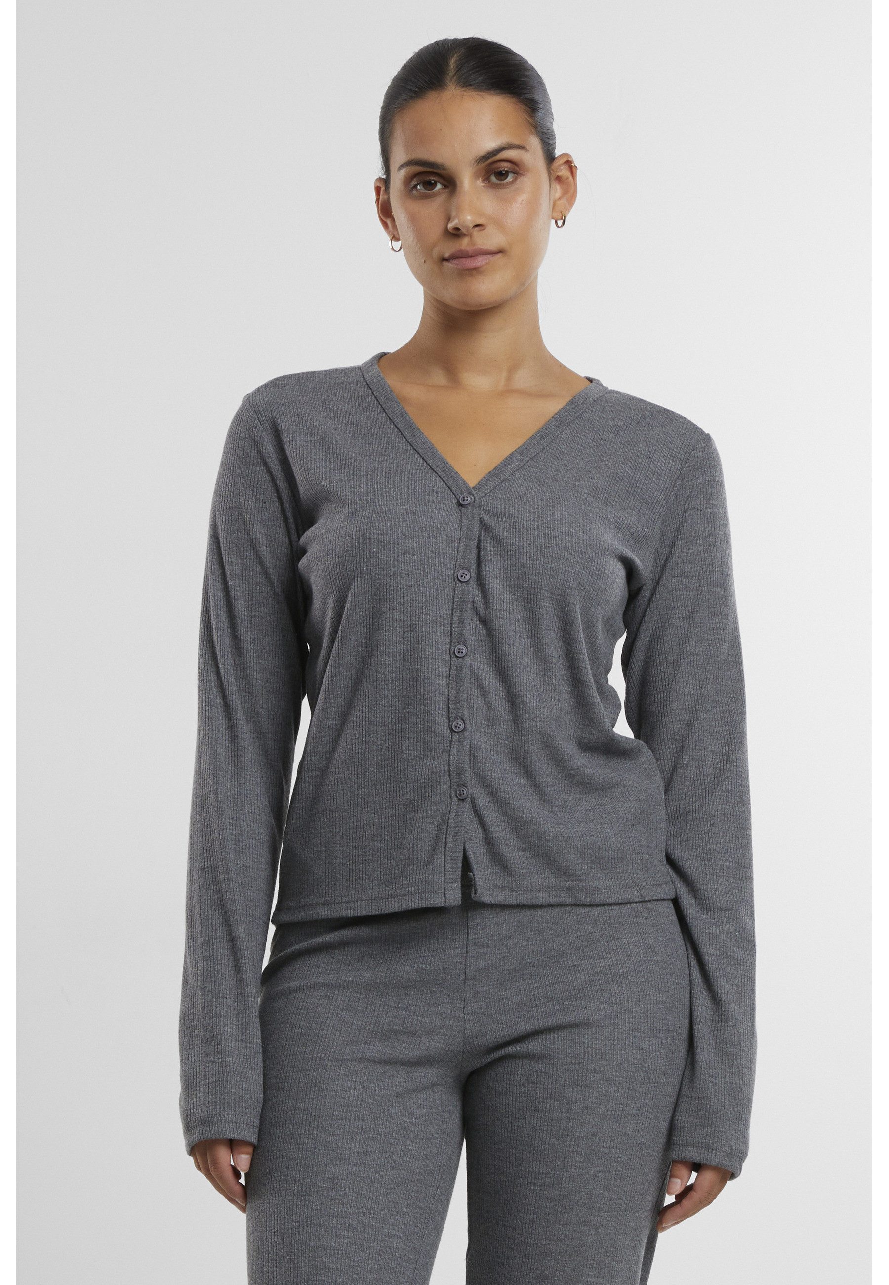 URBAN CLASSICS Strickjacke Urban Classics Ladies Rib Cardigan (1-tlg)