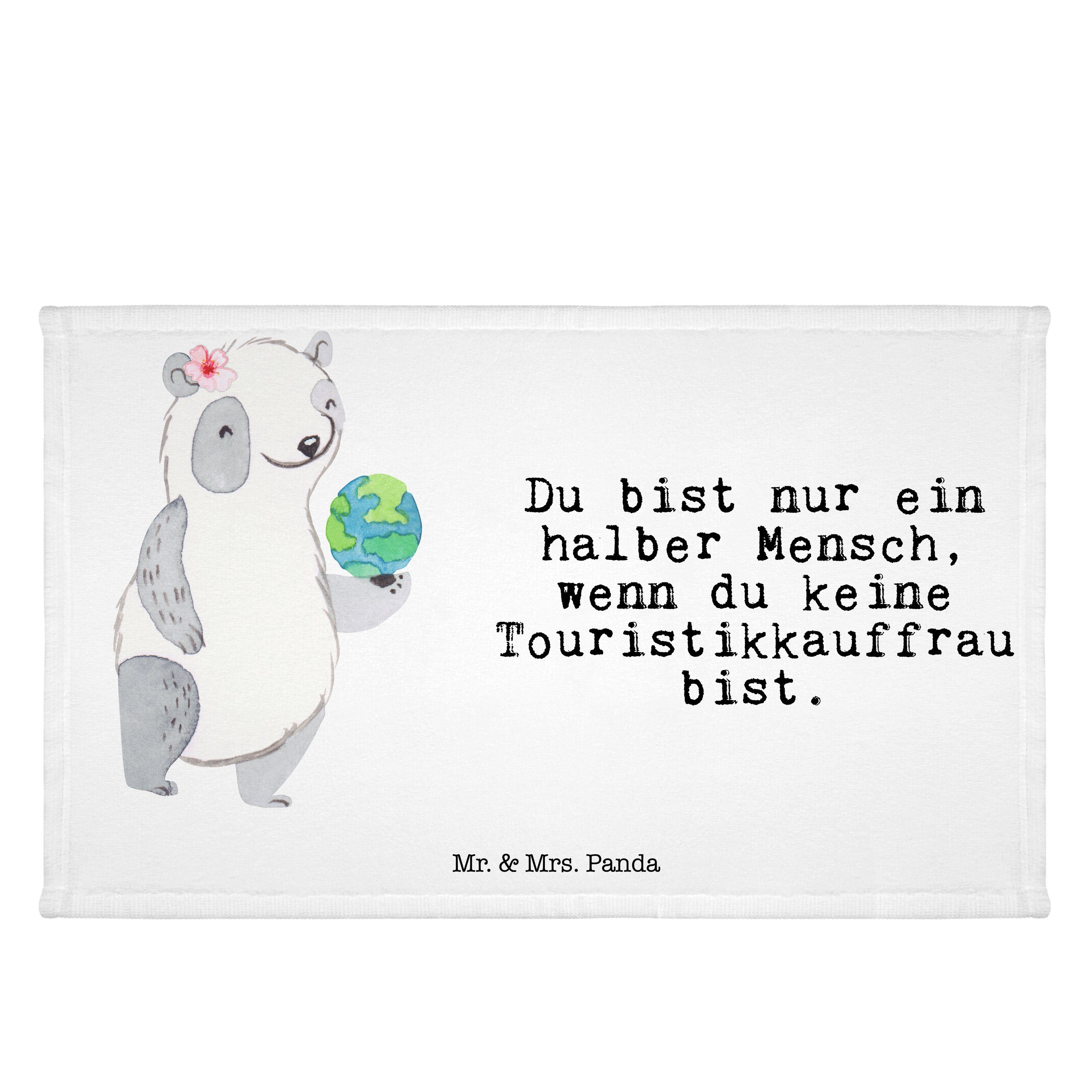 Mr. & Mrs. Panda Handtuch Touristikkauffrau mit Herz - Weiß - Geschenk, Frottier, Firma, Dankes, (1-St)