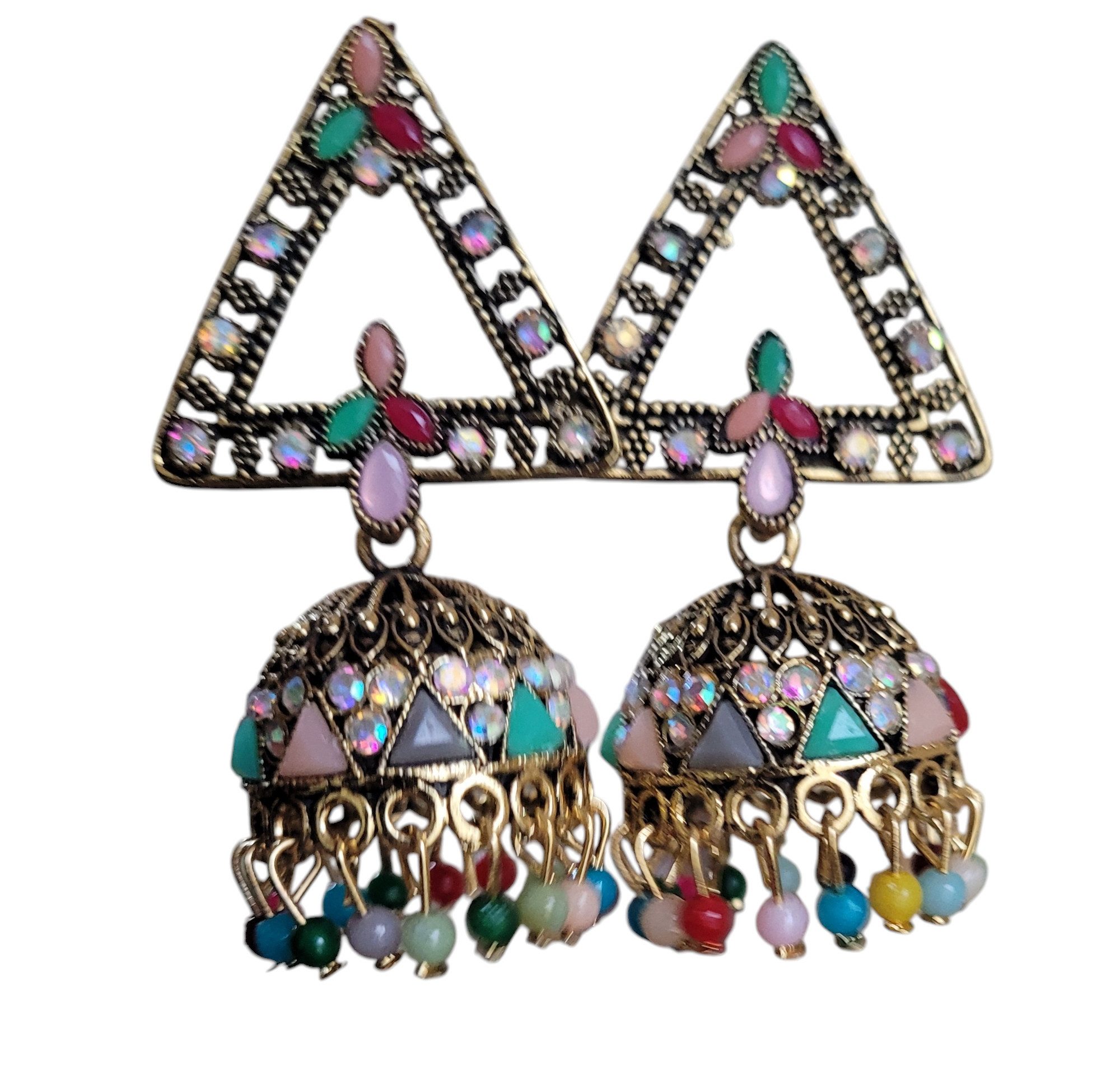 PfauGermany Paar Ohrhänger JUMKHA Multi Beads PYRAMID (2-tlg)