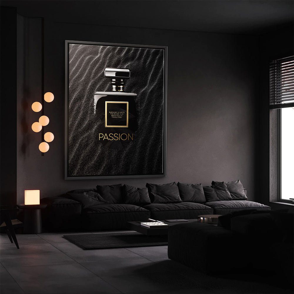 SAND, Rahmen schwarzer Motiv Leinwandbild - Premium Parfum Passion Leinwandbild, DOTCOMCANVAS® Pure