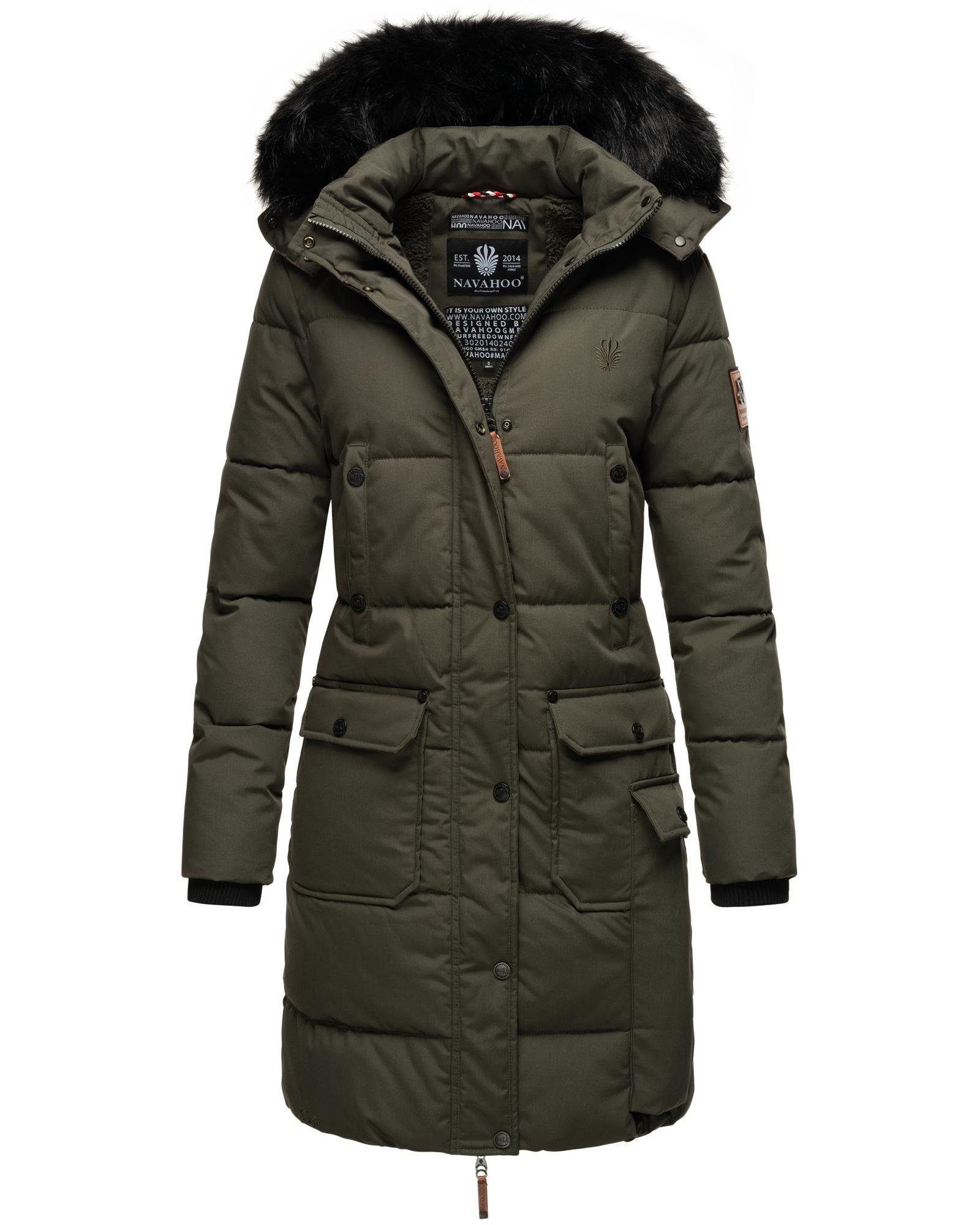 Navahoo Wintermantel Cosimaa Einkaufstasche Damen und Warmer Parka grau inkl. Regenschirm