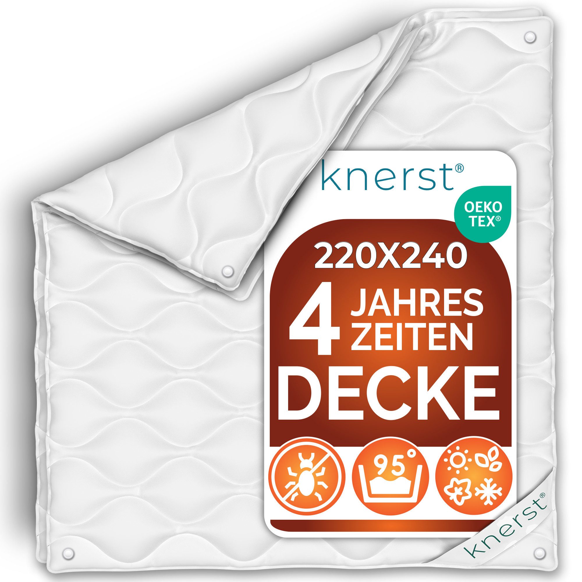 KNERST Microfaserbettdecke Allergiker Bettdecke Atmungsaktiv Klimafaser Steppdecke, Füllung: Klimafaser-Polyesterfüllung, Bezug: Polyester, Ganzjahresdecke 220x240 cm, Klimafaserfüllung, allergikerfreundlich