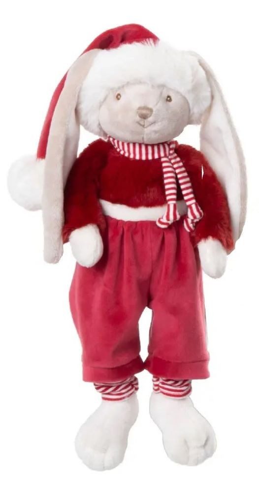 Bukowski Kuscheltier Hase Sammy Christmas 30 cm grau/rot Plüschhase Stofftier