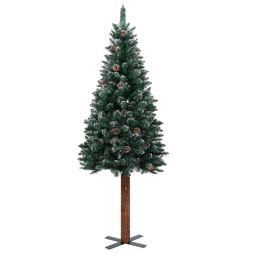 furnicato Künstlicher Weihnachtsbaum Weihnachtsbaum 210 Grün und mit Schnee Echtholz cm Schlank