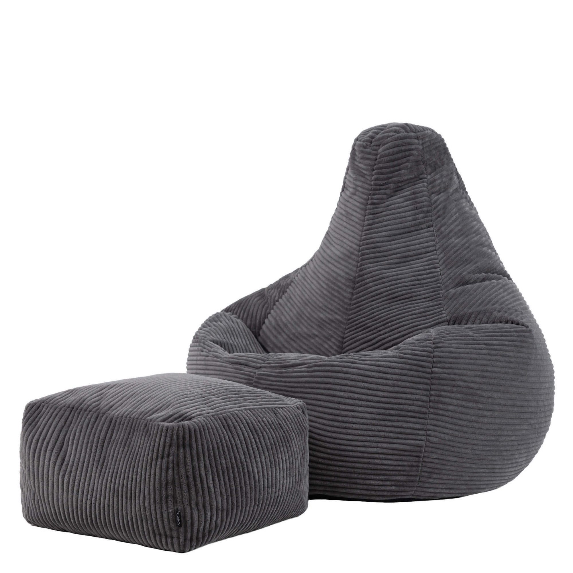 Sitzsack Sessel mit Liege aus Cord „Dalton“ mit Hocker