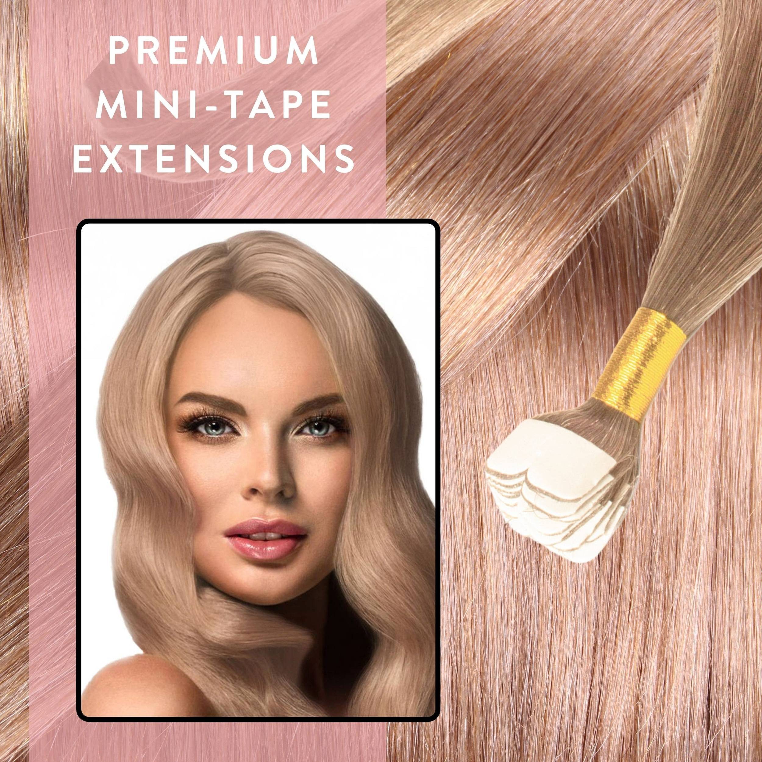 hair2heart Echthaar-Extension Premium Mini Tape Extensions #8/01 Hellblond Natur-Asch 40cm