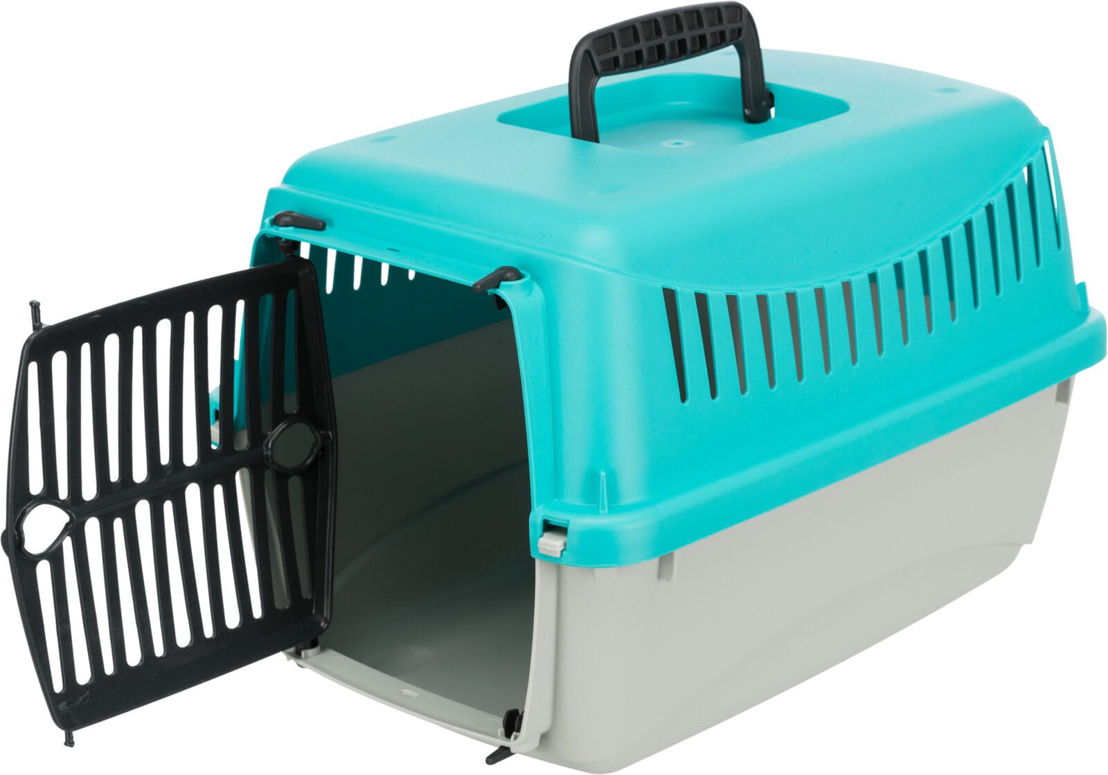TRIXIE Tiertransportbox Transportbox Capri XXS - hellgrau/türkis - 26 × 25 × 39 cm