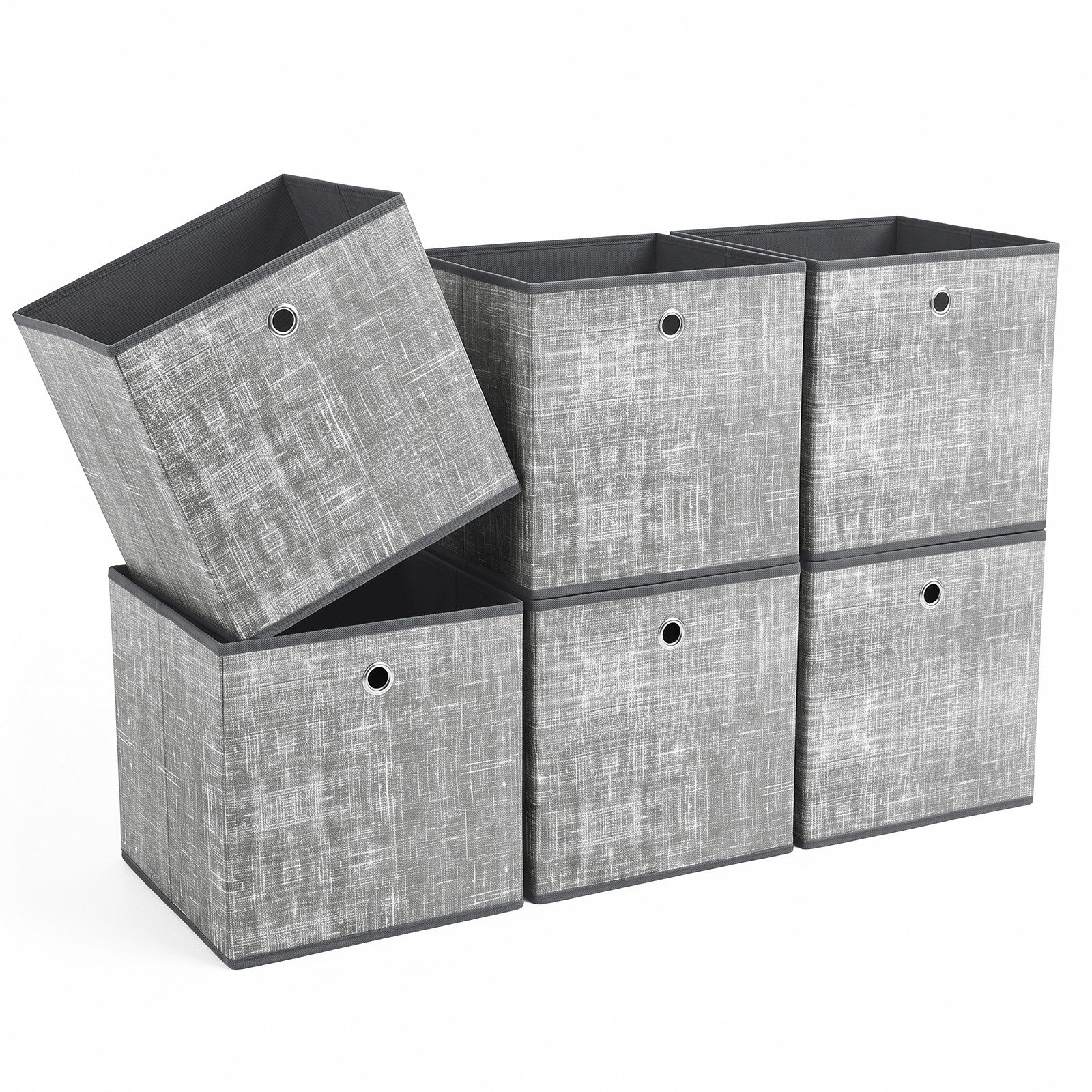 Sekey Aufbewahrungsbox Aufbewahrungsboxen 6er Set, faltbare Ordnungsboxen mit Griff, 33 x 33 x 33 cm, Hellgrau Faltboxen aus Vliesstoff für Aufbewahrung – Bild 2 von 5