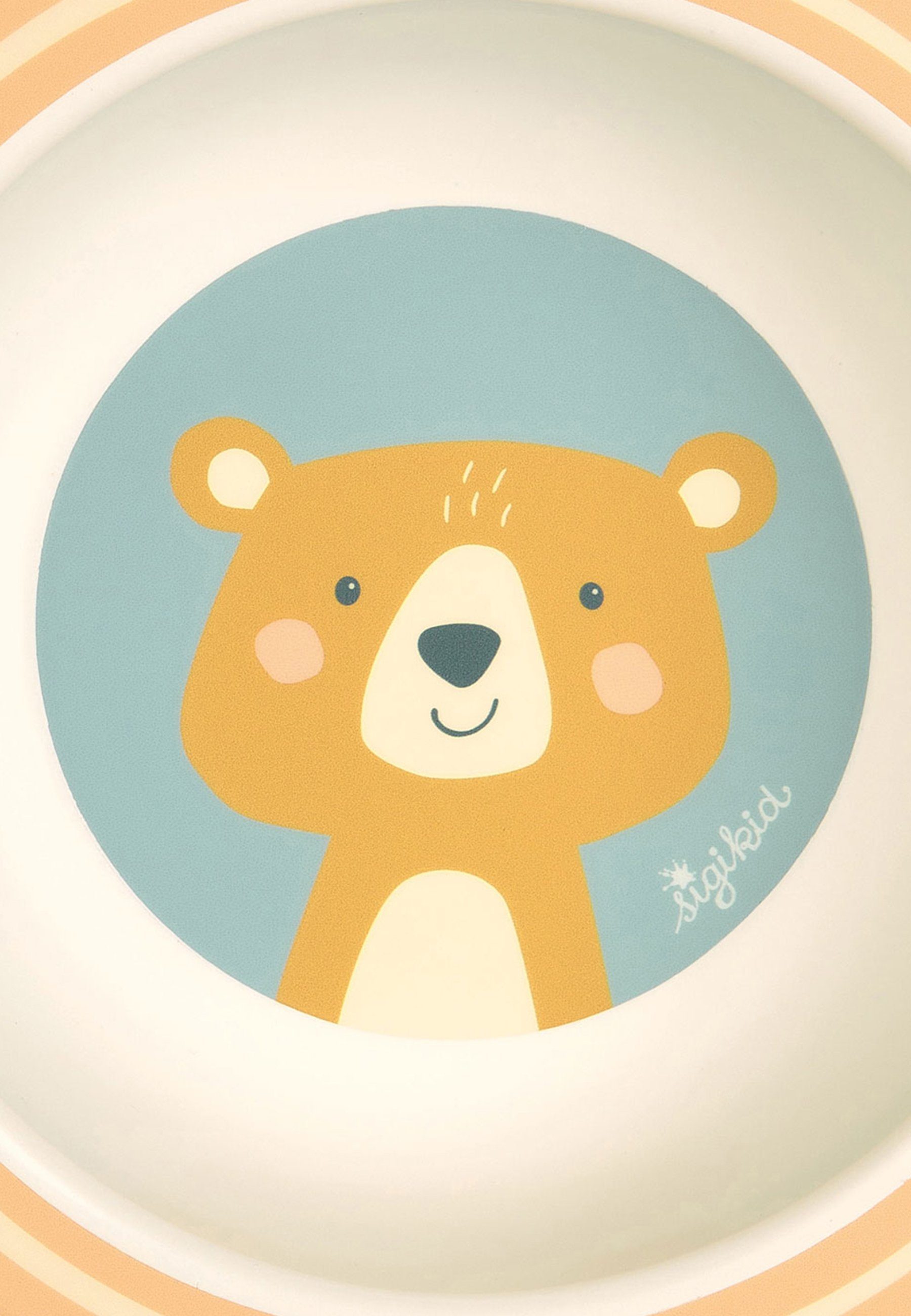 Sigikid Kindergeschirr-Set Kindergeschirr Schüssel Bär rPET "4 Freunde" (5-tlg), Material außen: 100% rPET, Material innen: Silikonring im Boden