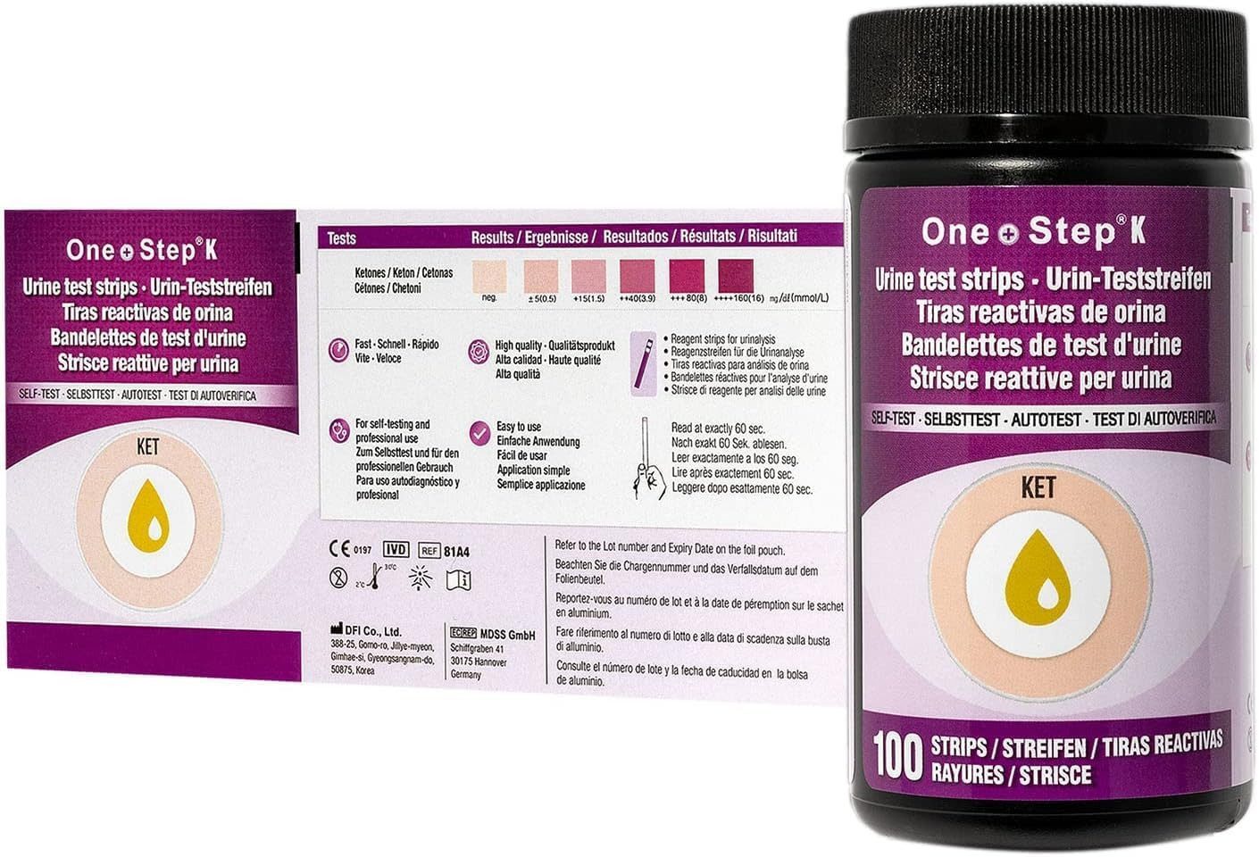 Keton-Teststreifen + Referenzfarbkarte - Urintest - Ketose - ketogene Diät