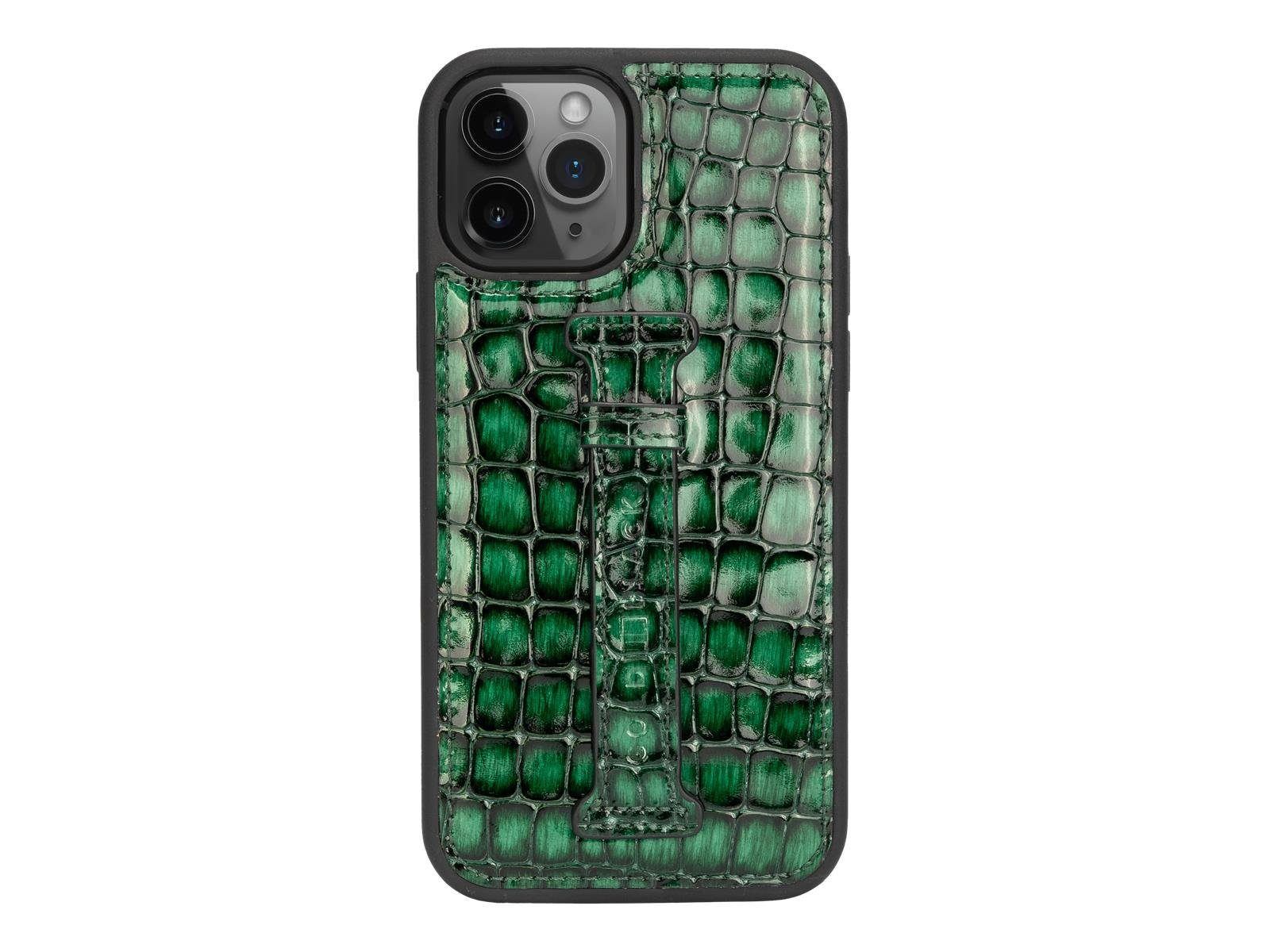 Handyhülle iPhone 12 / 12 Pro Lederhülle mit Fingerschlaufe 15,40 cm (6,06 Zoll)