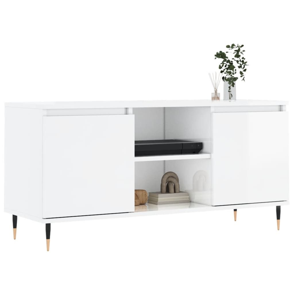 vidaXL TV-Schrank TV-Schrank Hochglanz-Weiß 104x35x50 cm günstig online kaufen