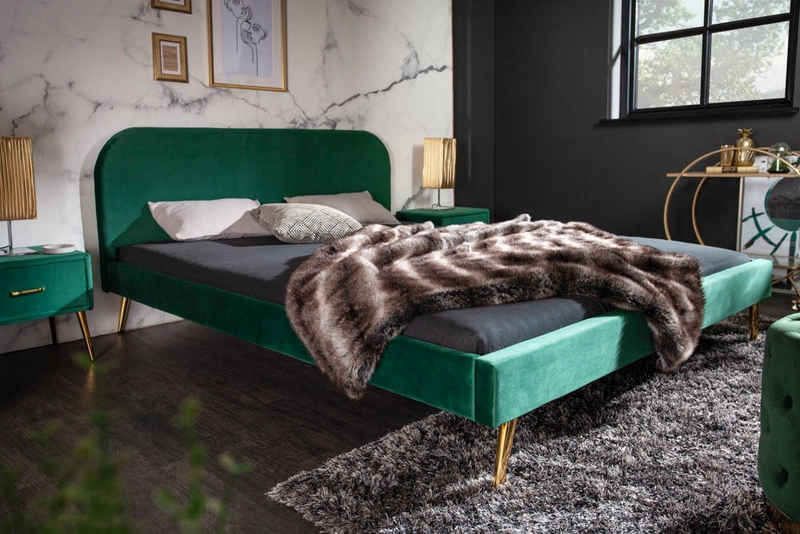riess-ambiente Bett »FAMOUS 140x200cm smaragdgrün«, mit Samt-Bezug