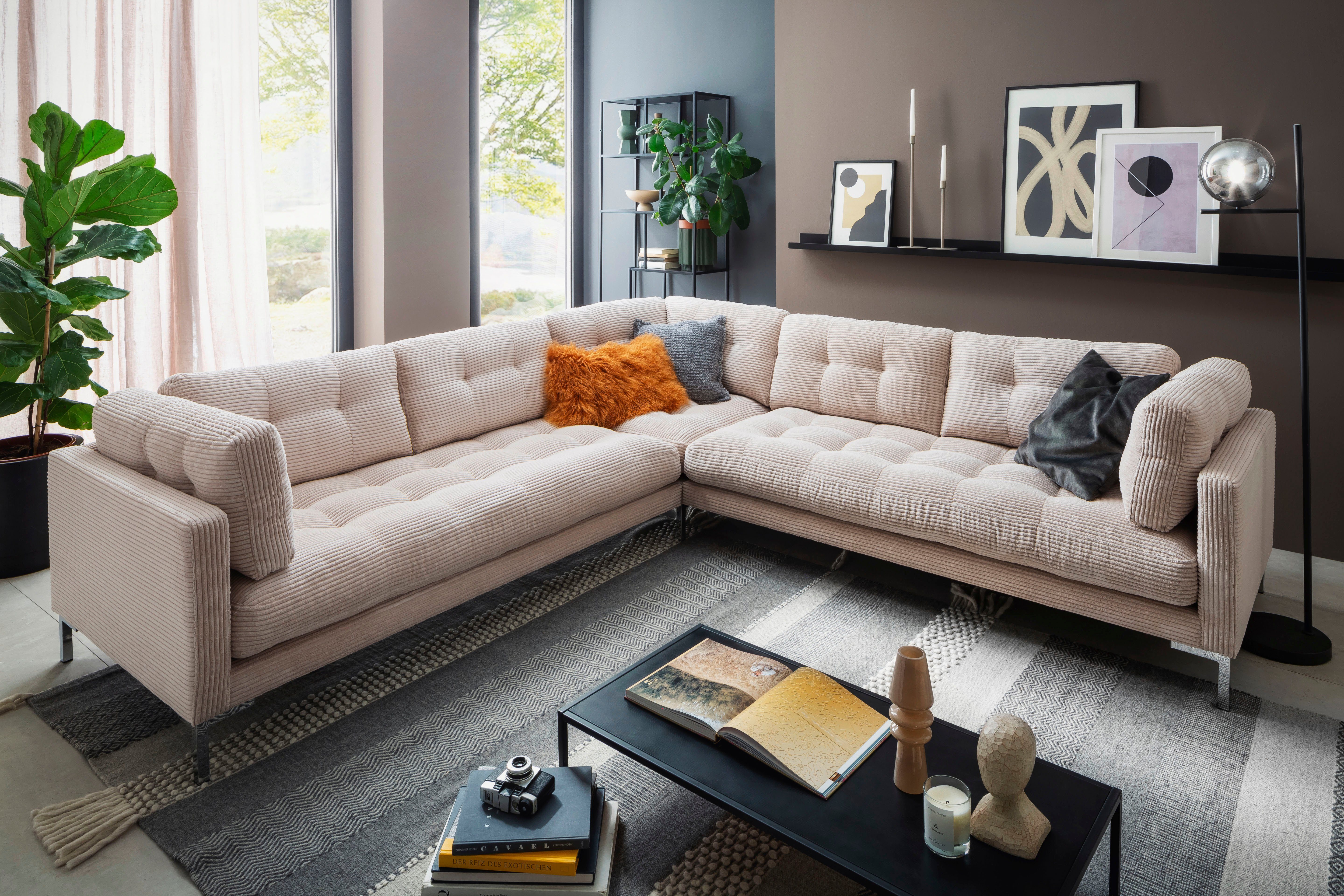 Trends by HG Wohnlandschaft Landau U-Form, in Cord-Stoff mit Metallfuß günstig online kaufen