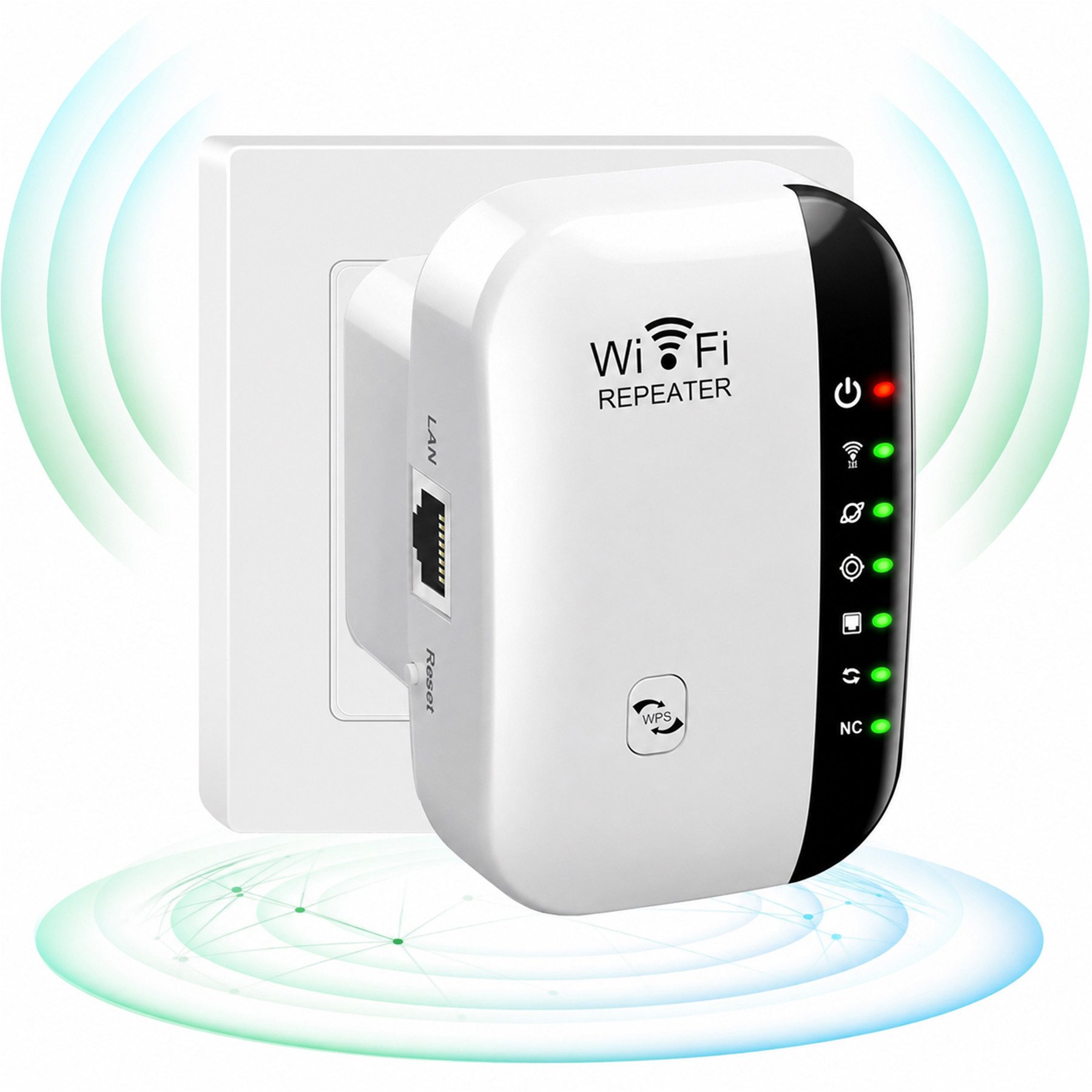 Senmudi WiFi Extender Booster, WLAN Repeater Verstärker Bis Zu 5000sq. WLAN-Router, mit 300 Mbps,2,4GHz WiFi Mit Ethernet Port Zu Allen Geräten
