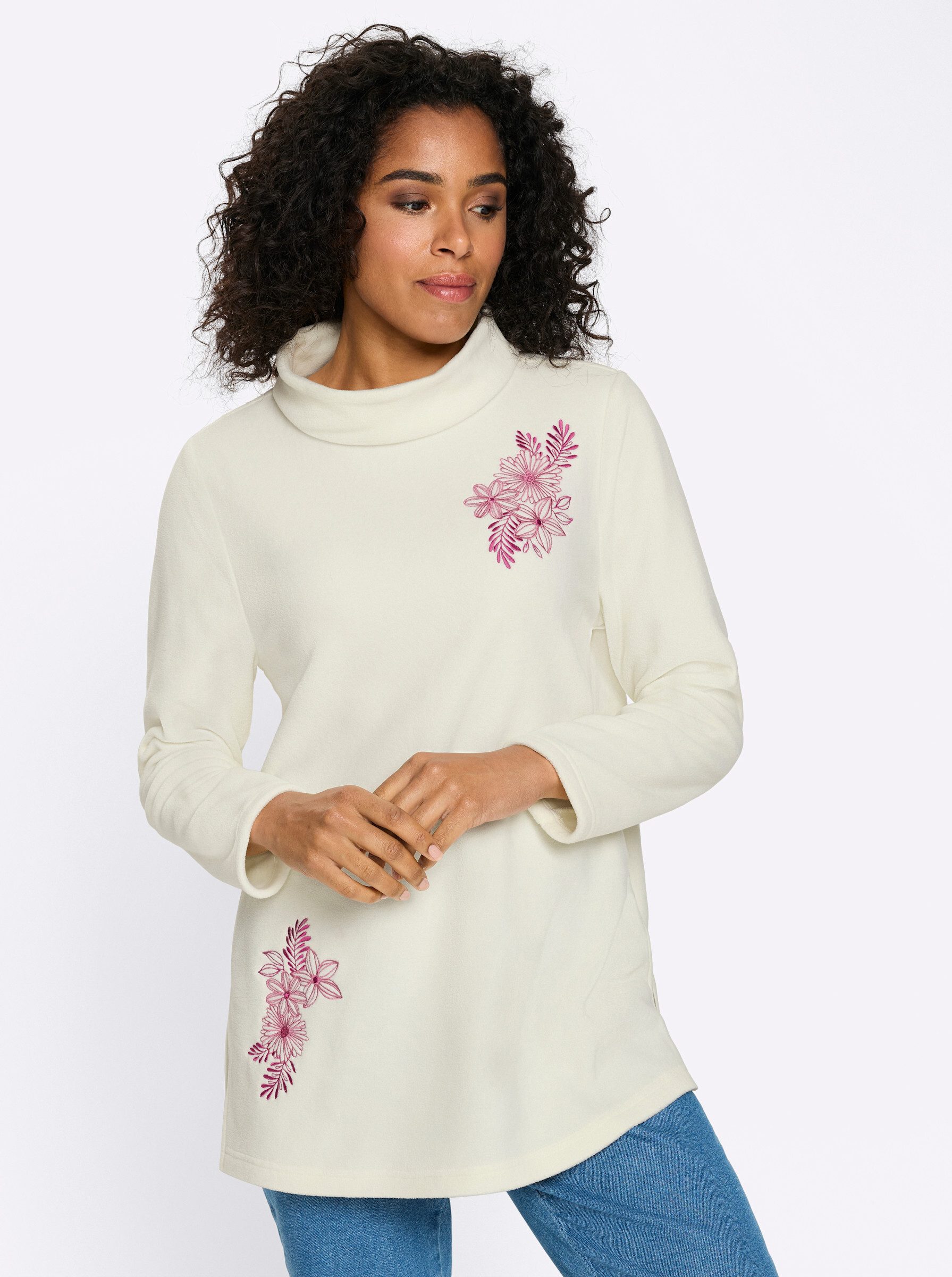 Sieh an! Fleeceshirt Fleece-Shirt Langarm Länge ca. 74 cm