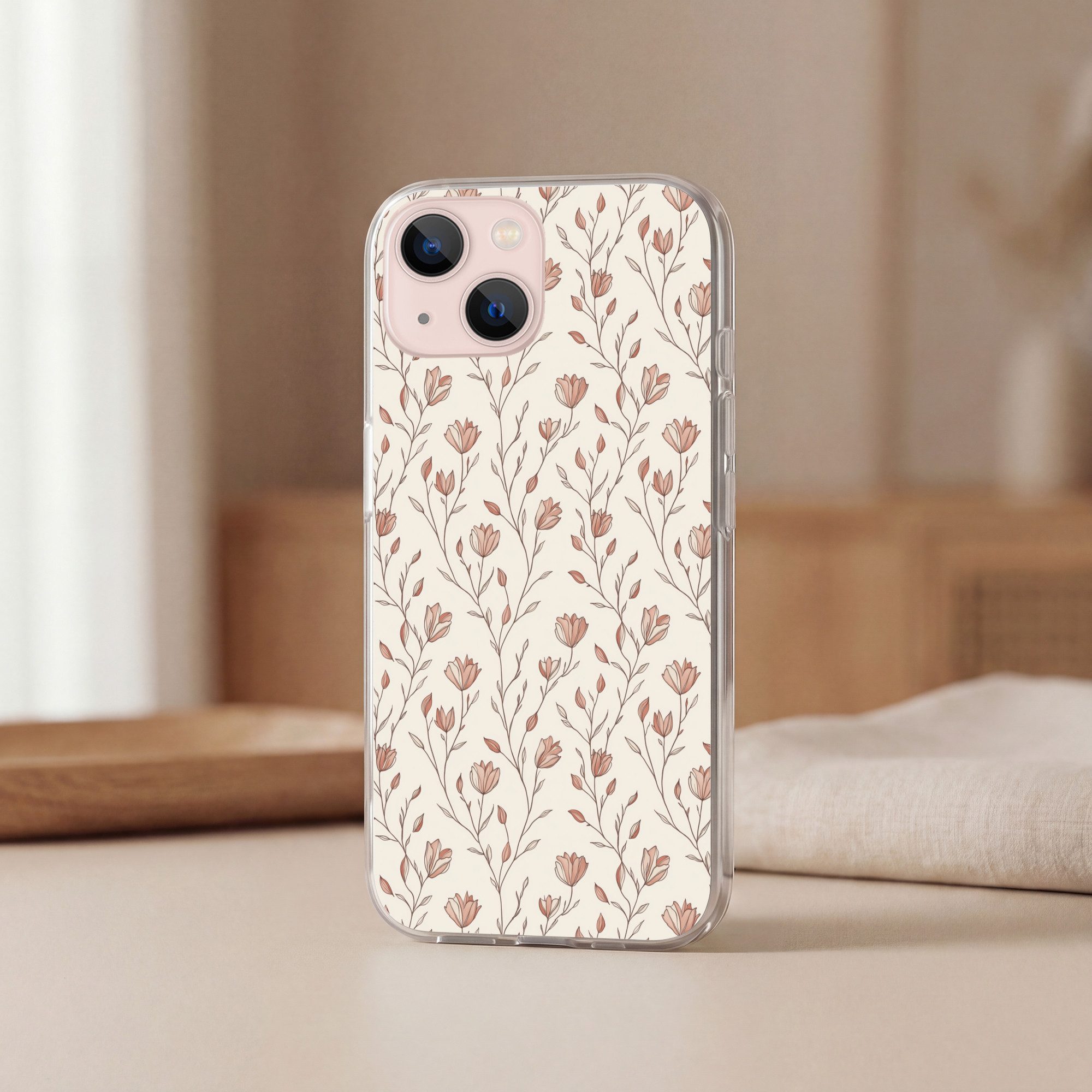 MuchoWow Handyhülle für Apple iPhone 13 mini Muster - Klassisch - Rosa, Smartphone-Bumper, Print, Handy Schutzhülle Dünn
