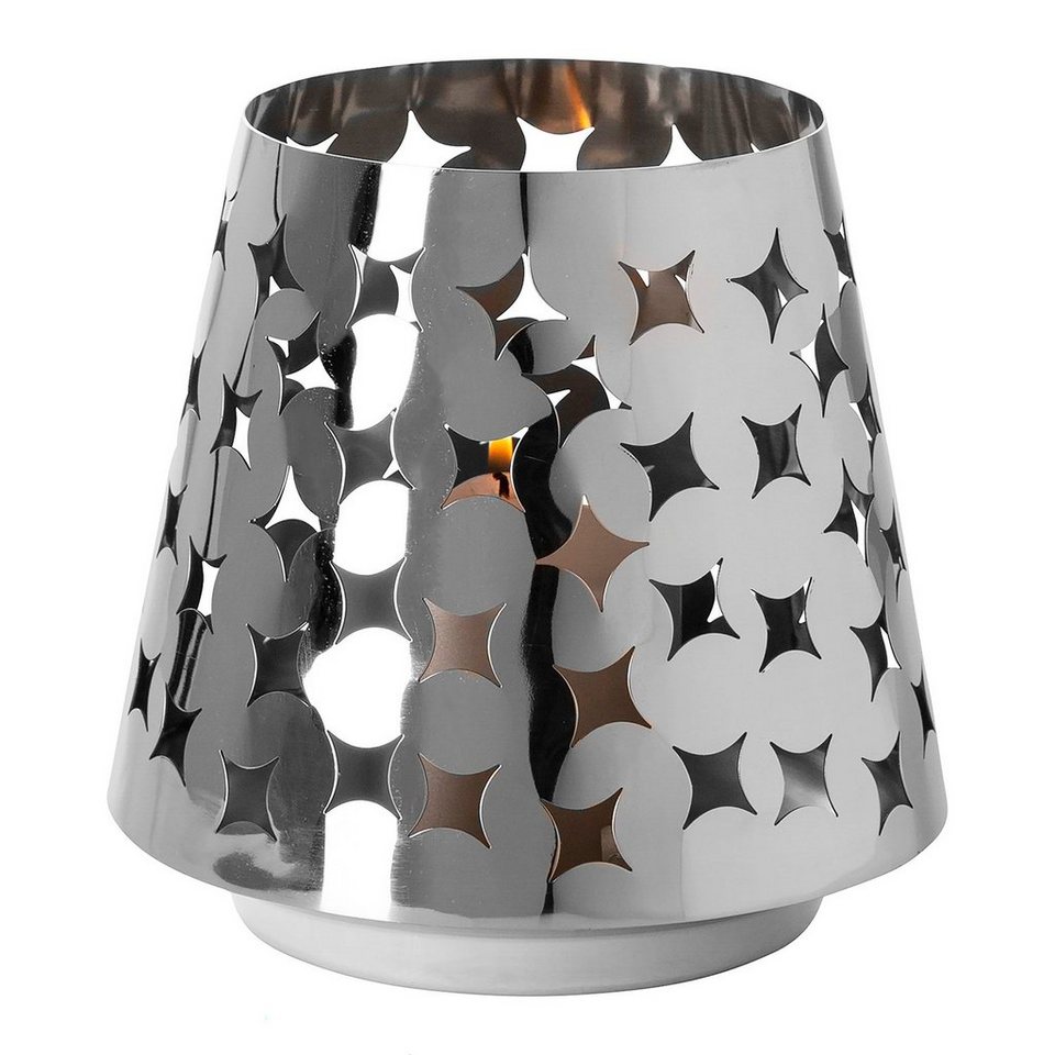 ausgestanzten Cut-Outs, glänzendem hochwertig Fink Kerzenhalter Windlicht Edelstahl, (1 Aus Edelstahl LUMA aus St), mit