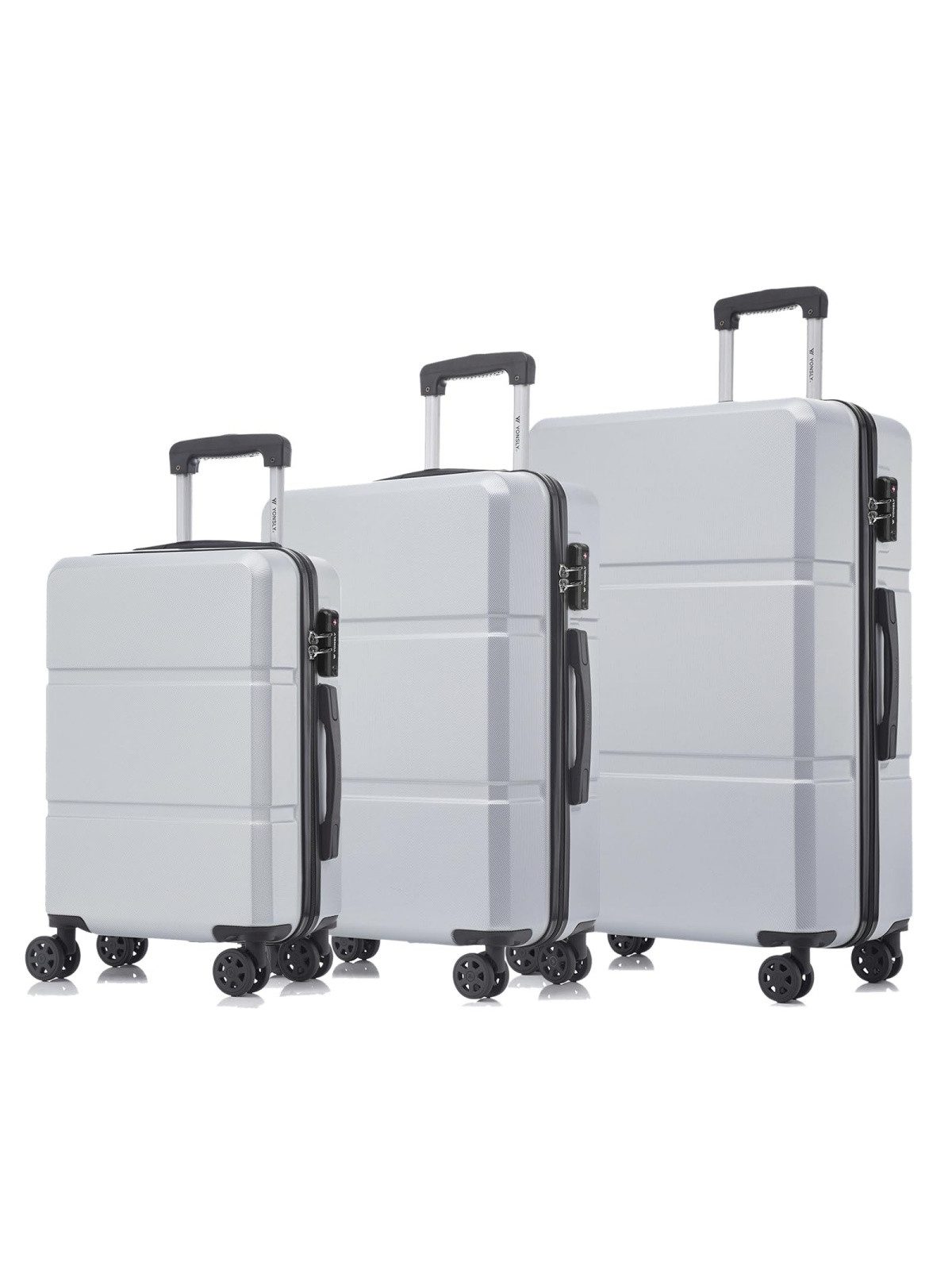 yonsly Kofferset Premium Hartschalen-Reiseset für Urlaub, Business & Familie, 4 Rollen, (Spar-Set, 3 tlg., Mehrere Größen S/M/L/XL, verschiedene Farben), TSA-Schloss, YKK-Reißverschluss & austauschbare Rollen und Griffe