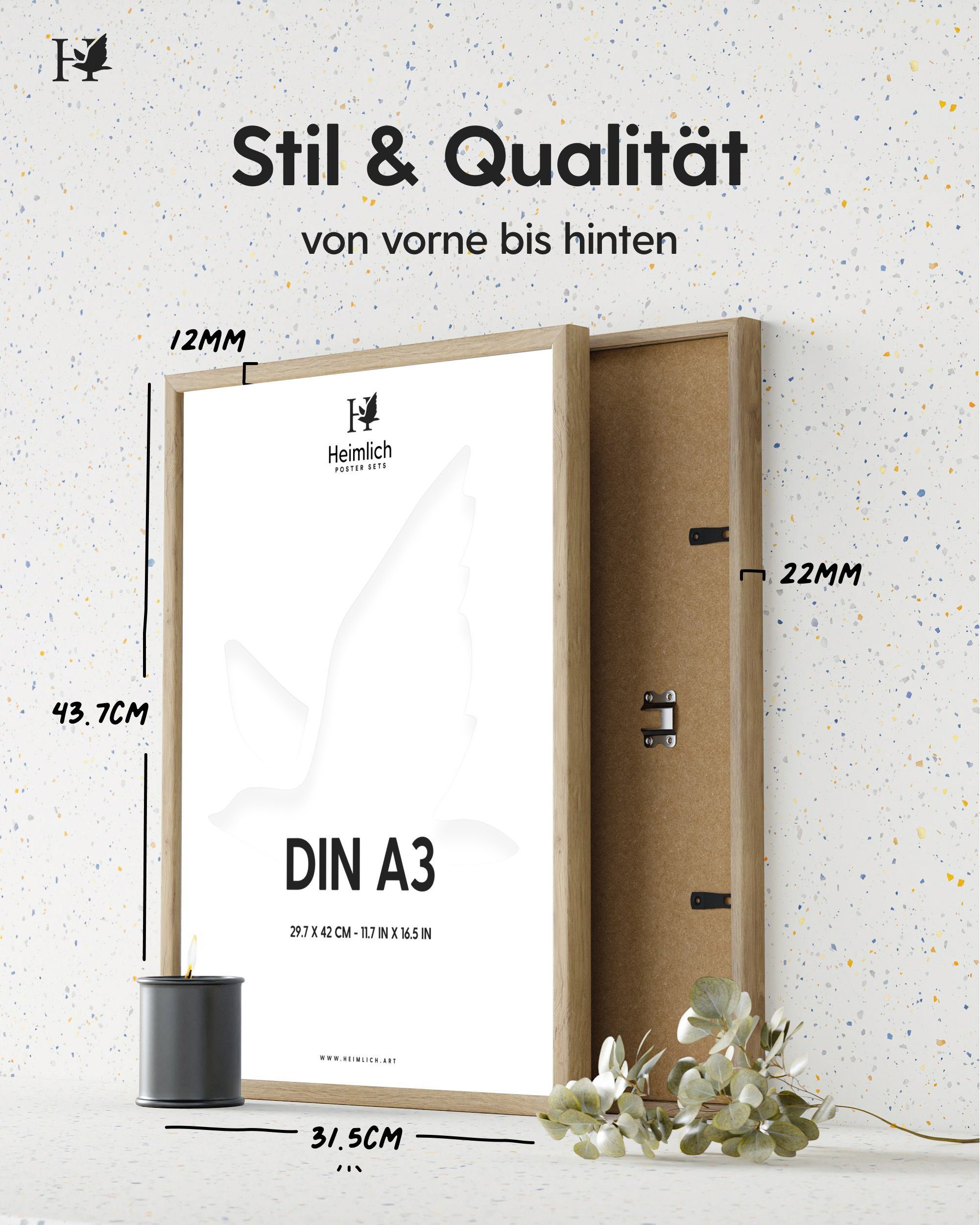 Heimlich Bilderrahmen Holz Eiche, Schwarz, Weiß günstig online kaufen