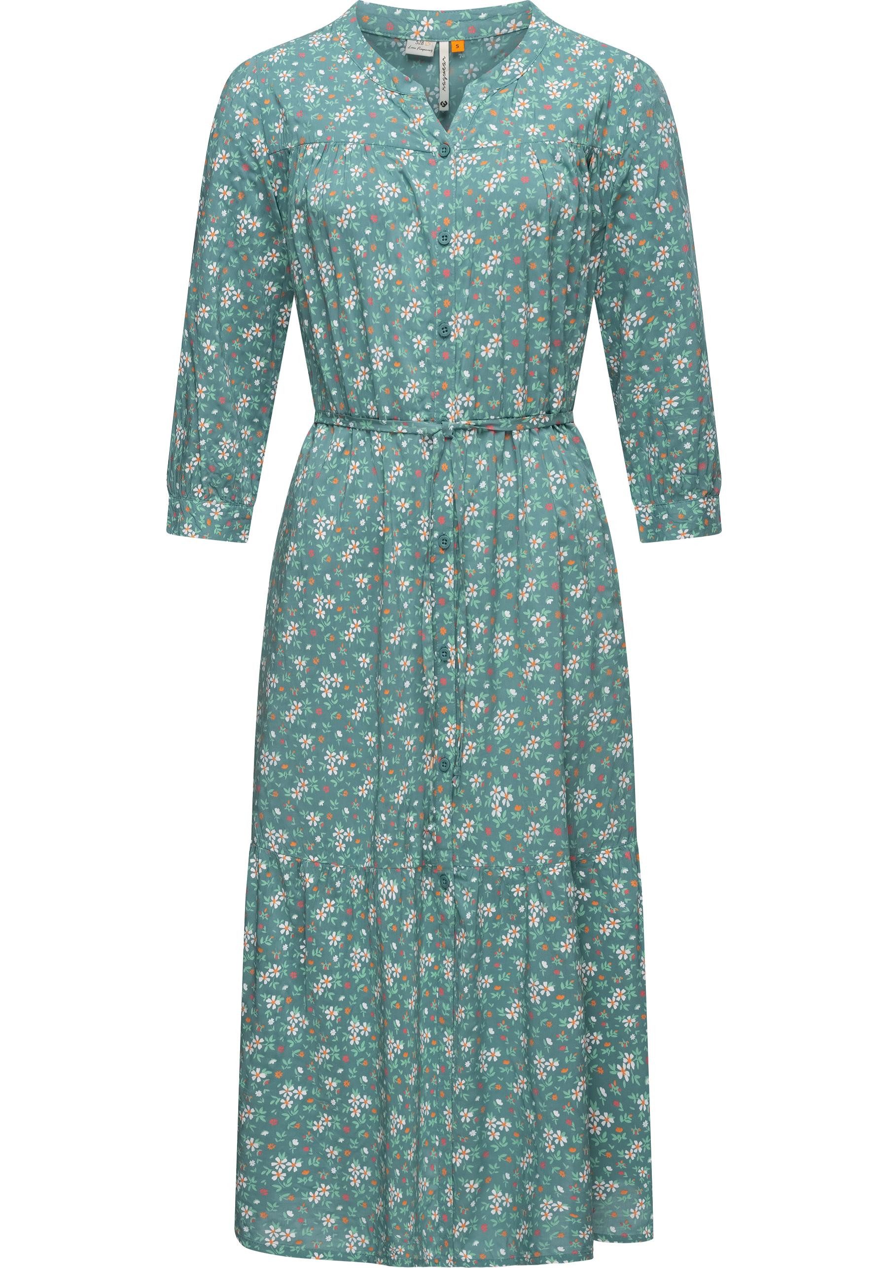 Ragwear Maxikleid Meve Leichtes Langarmkleid mit Blumenmuster