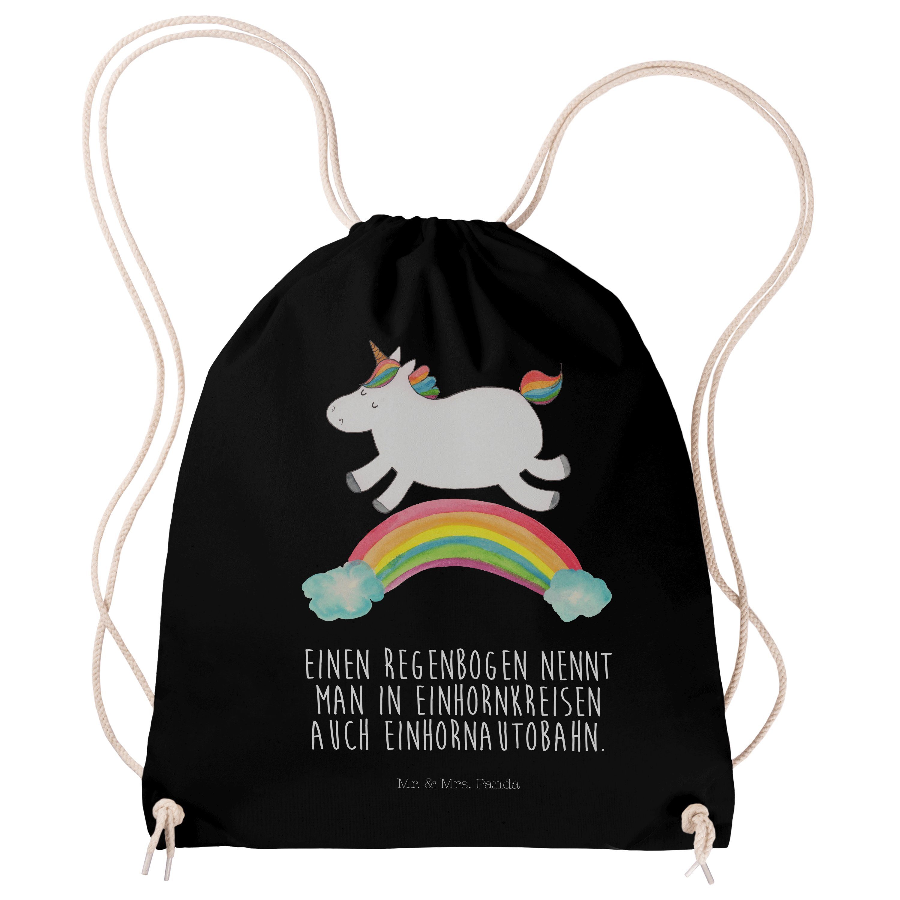 Regenbogen - Mr. Mrs. Geschenk, Einhorn Sporttasche Einhornautobahn, (1-tlg) Panda Ein & - Schwarz Tasche,