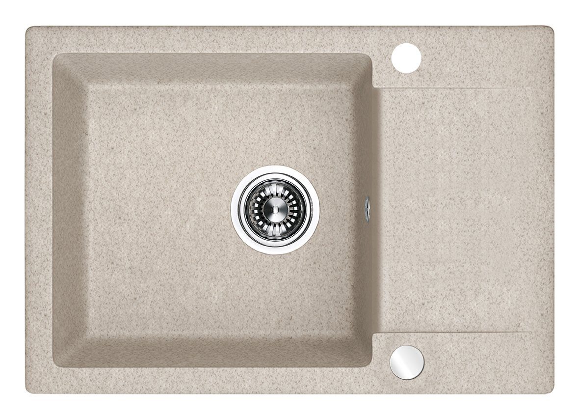 Küchenspüle CELEBES Granitspüle Einzelbecken 44x65 mit Siphon in Beige